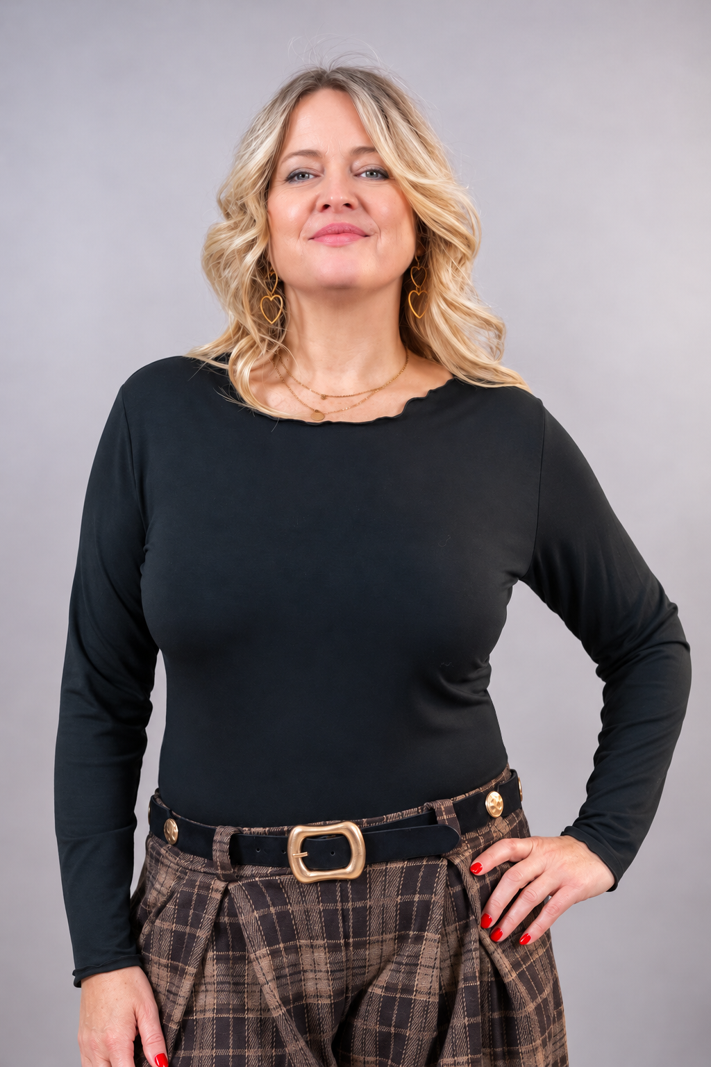 Langarmshirt, schwarz