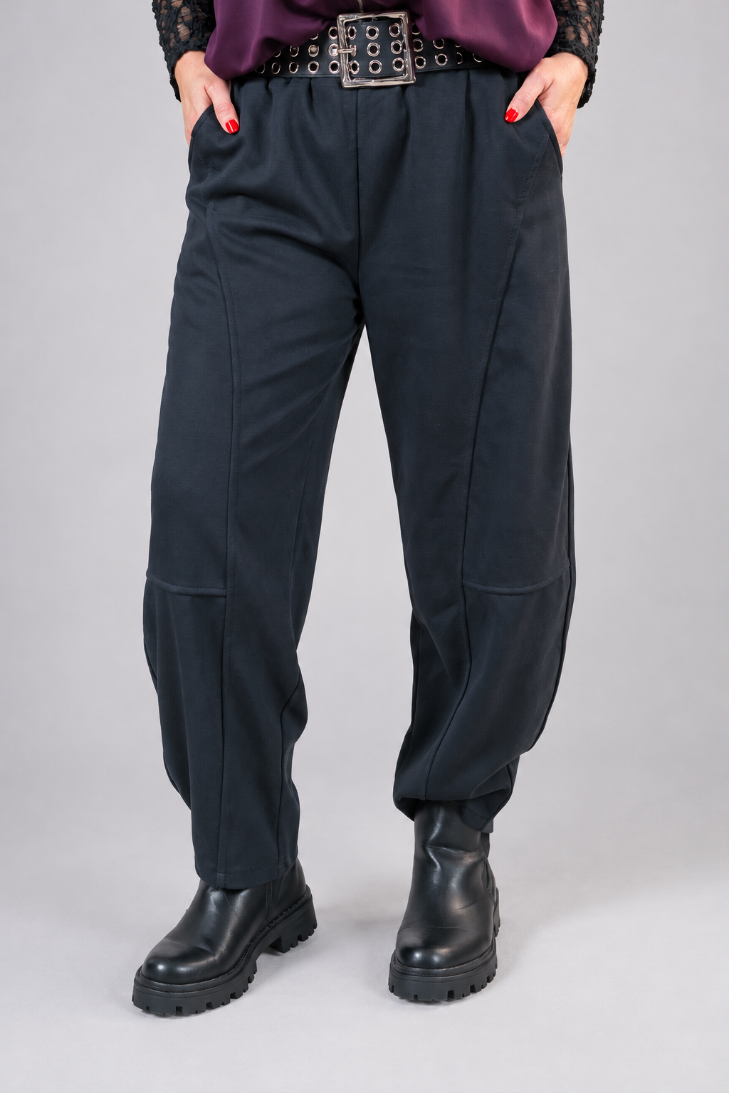Wide Leg Jogger, schwarz