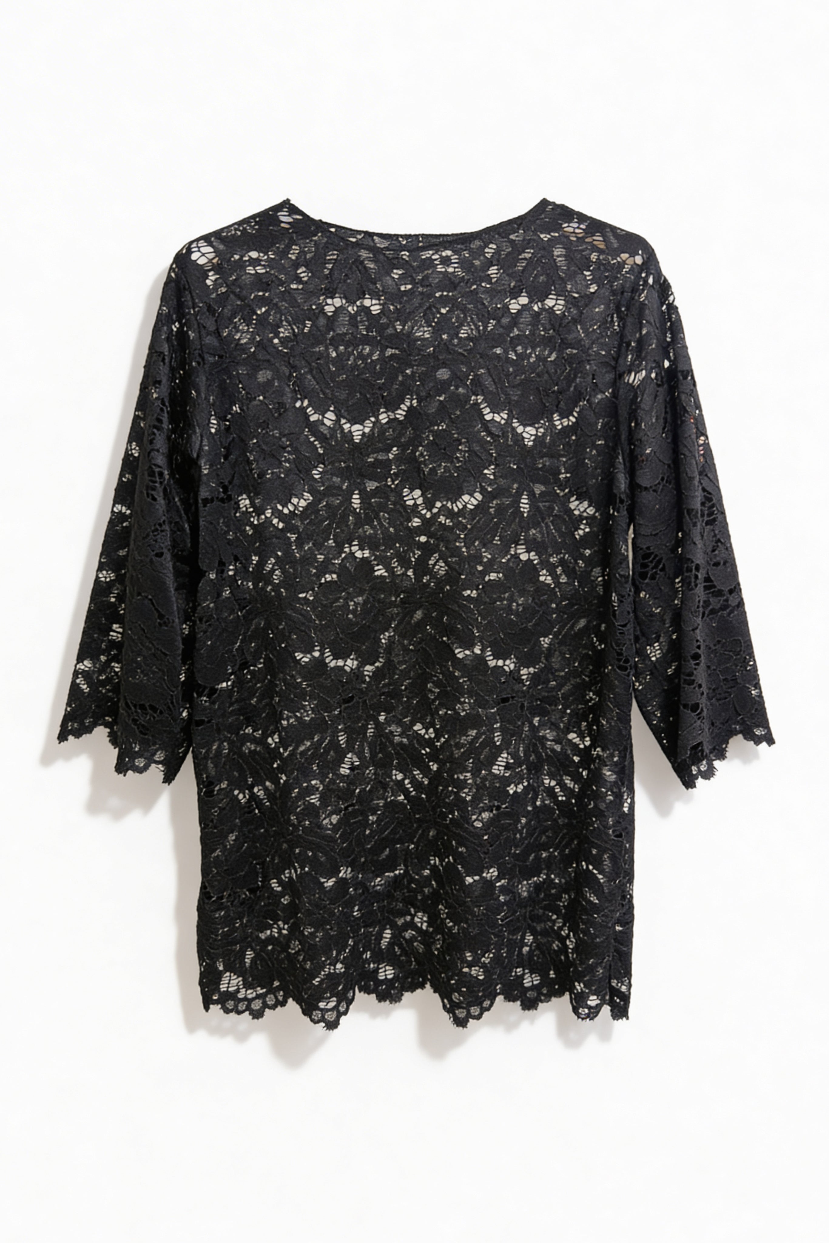 Spitzen-Shirt mit halben Arm, schwarz