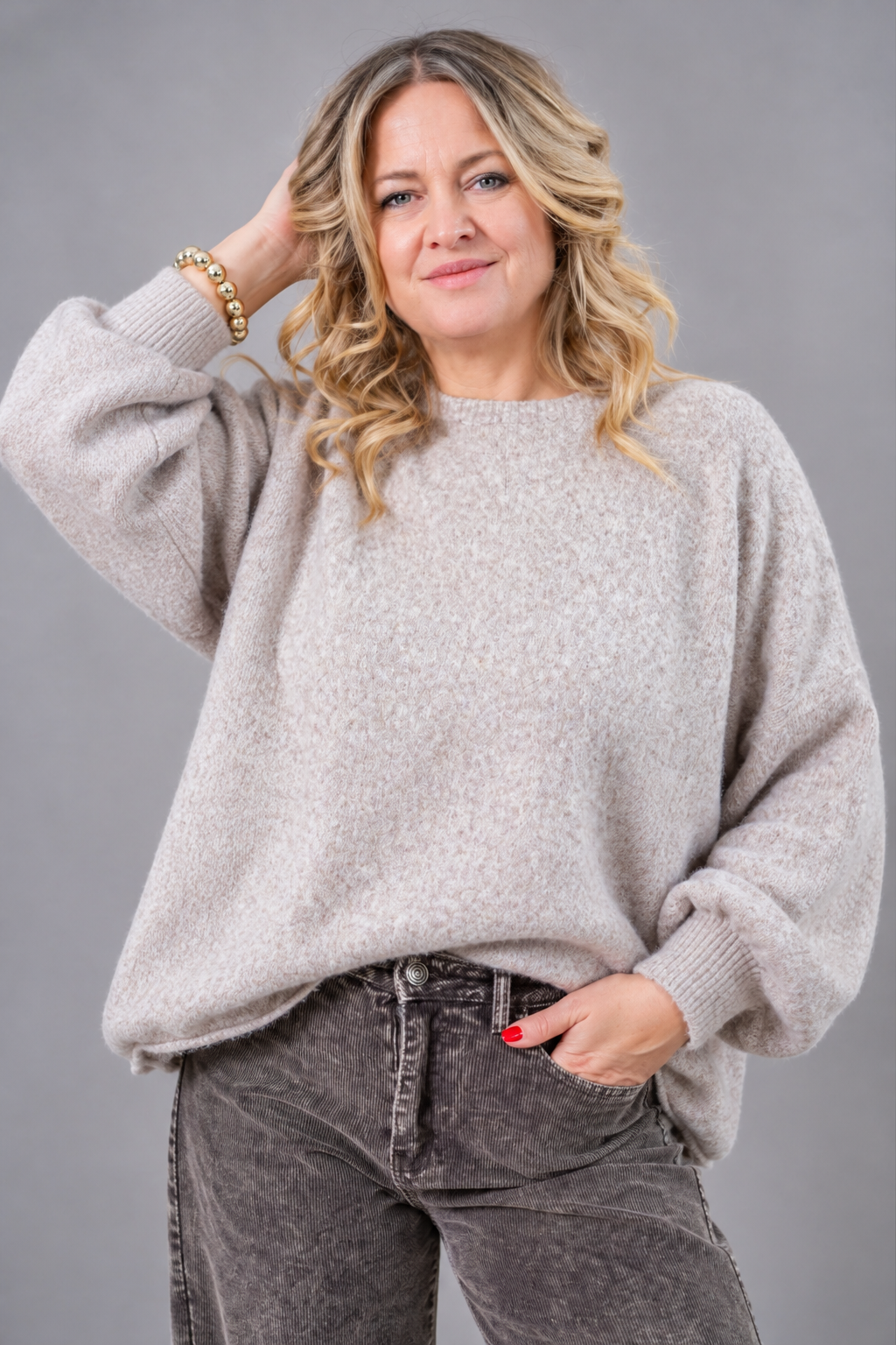 Kuscheliger Strickpullover, taupe