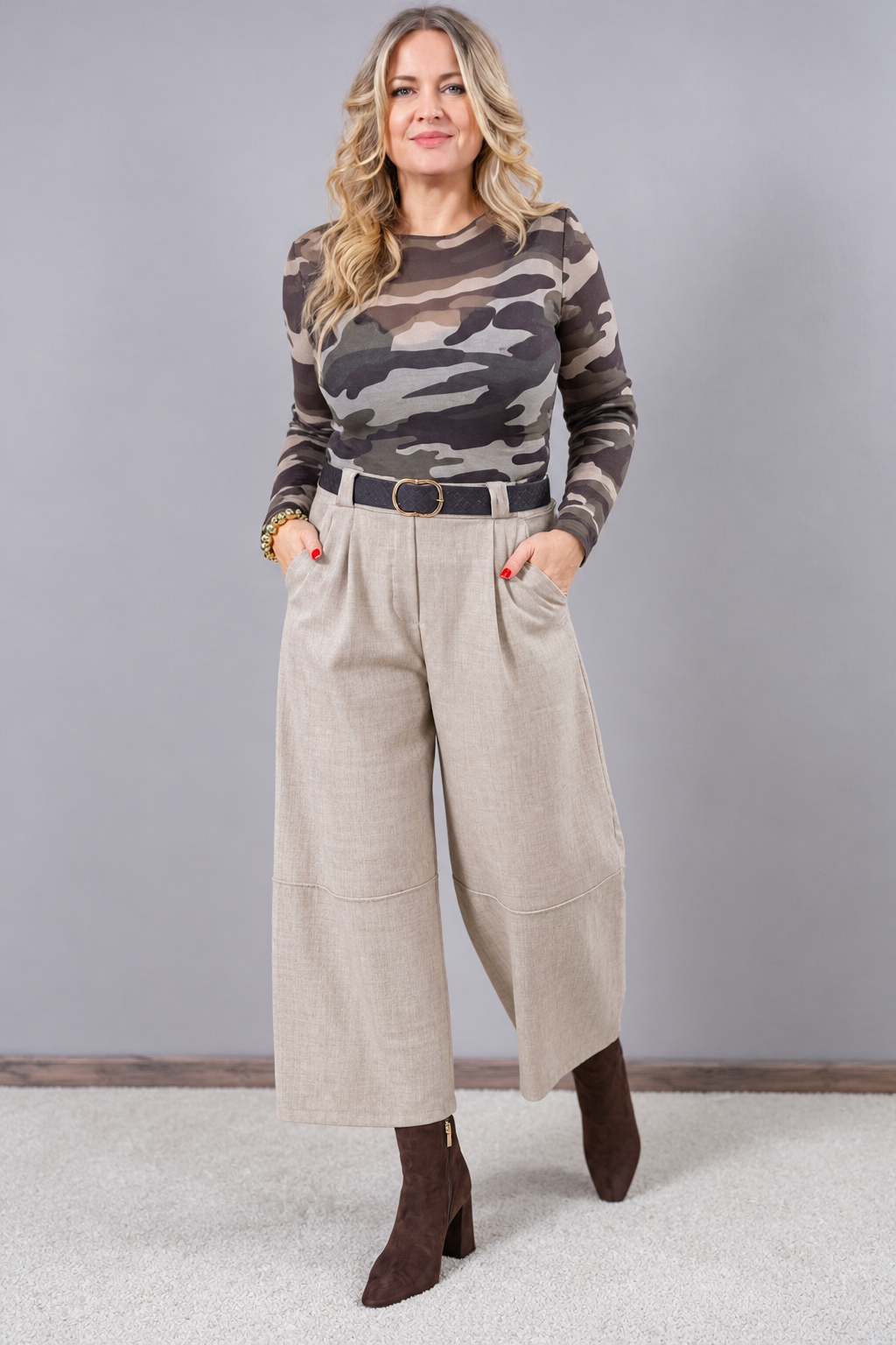 Culotte Wide Leg, beige