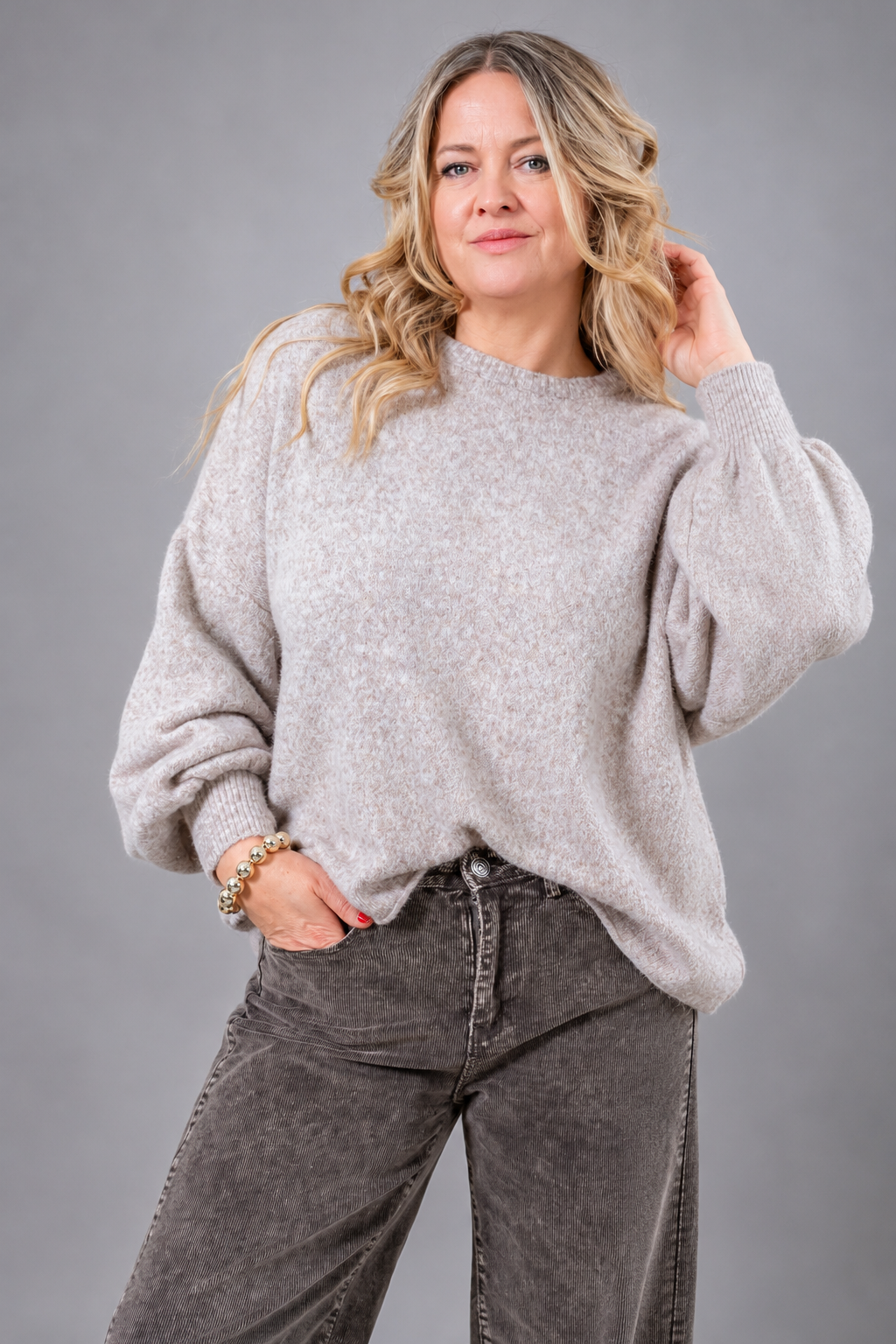 Kuscheliger Strickpullover, taupe