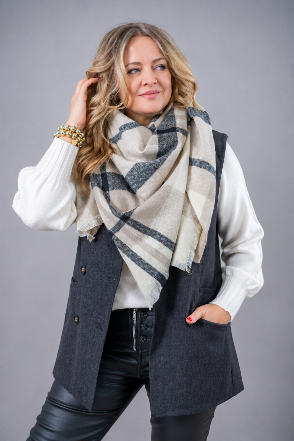 Oversize Schal "Cozy Moments", Creme/Beige/Grau