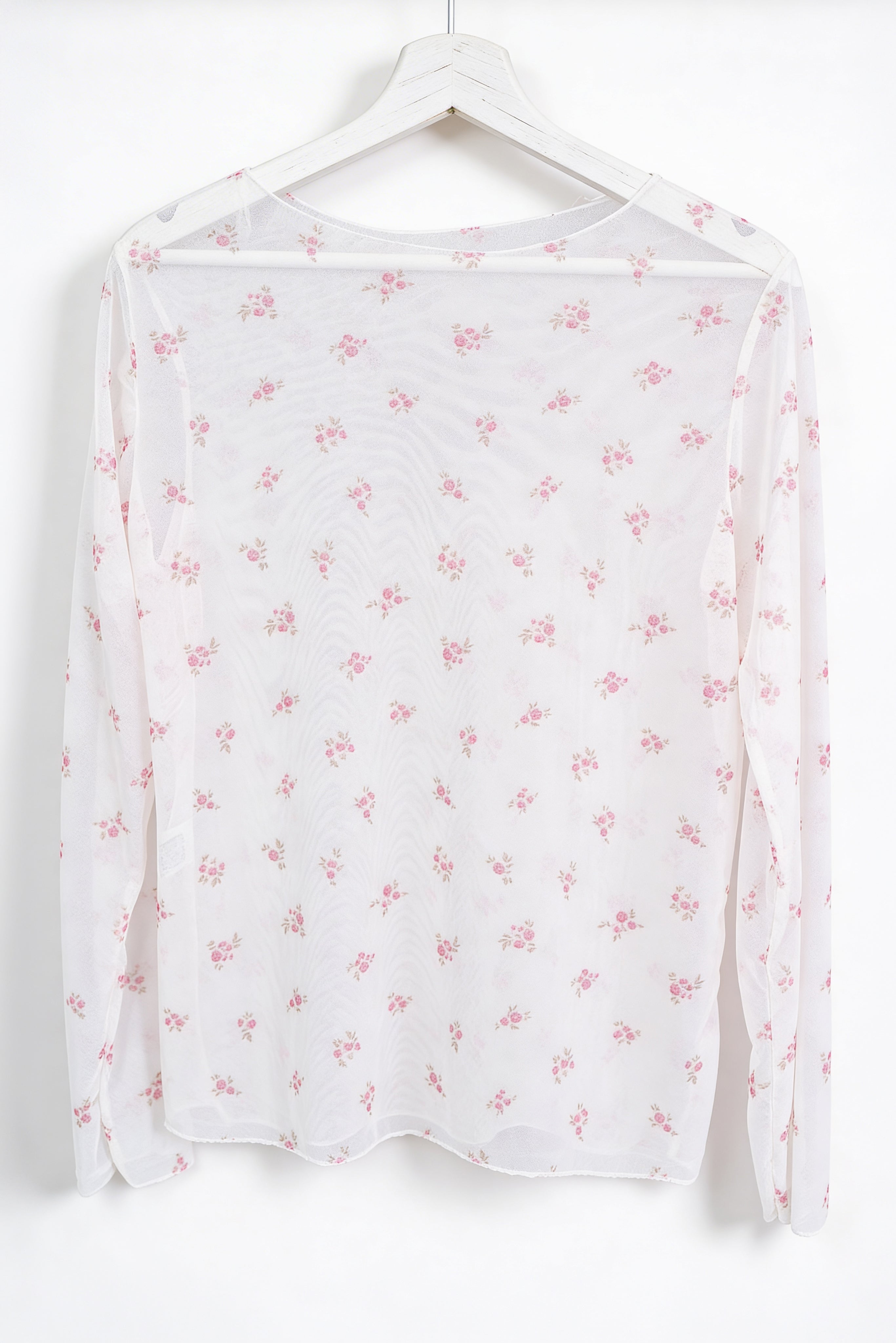 Leichtes Langarmshirt mit floralem Muster, creme