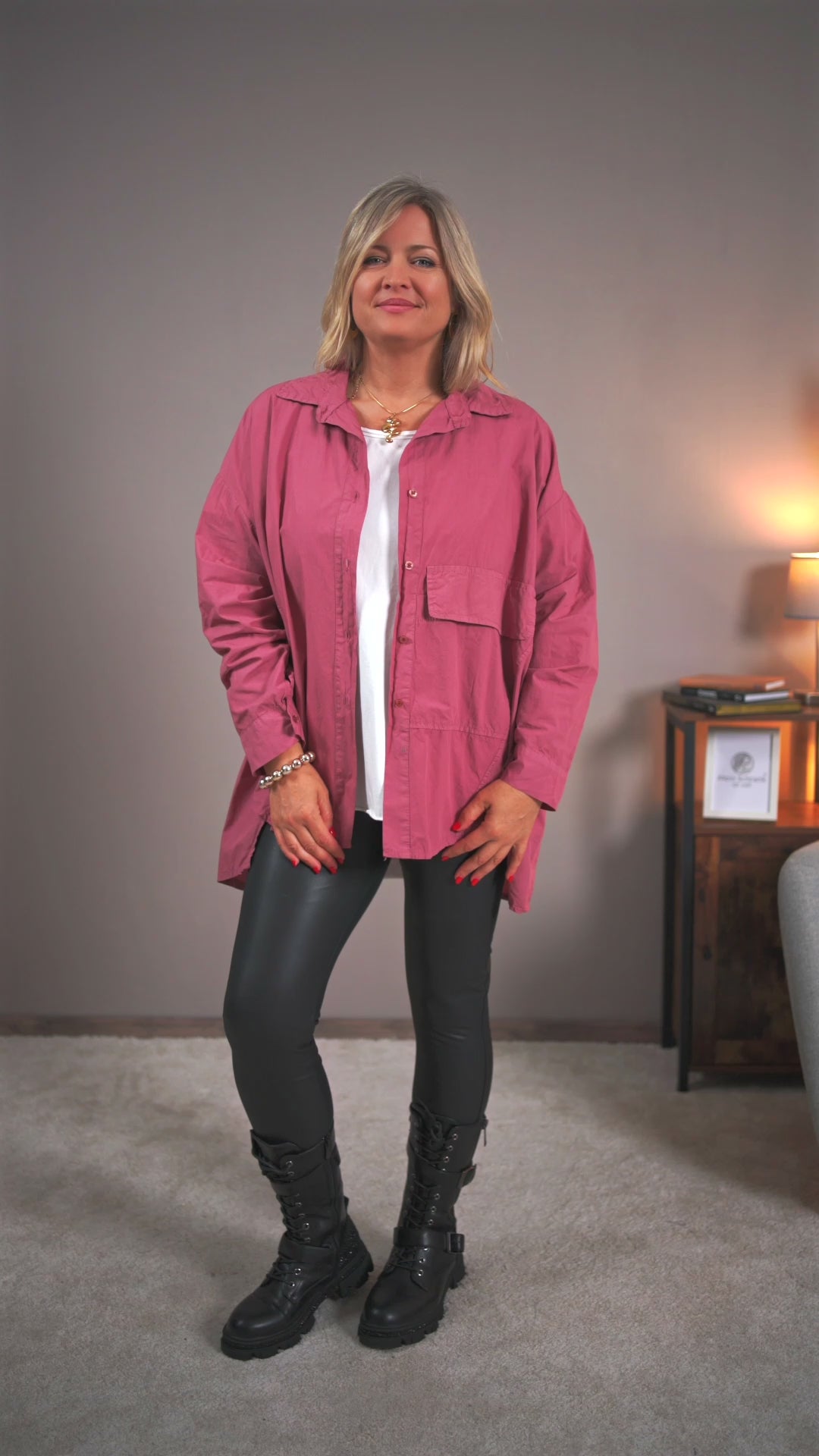 Oversize-Bluse in Altrosa