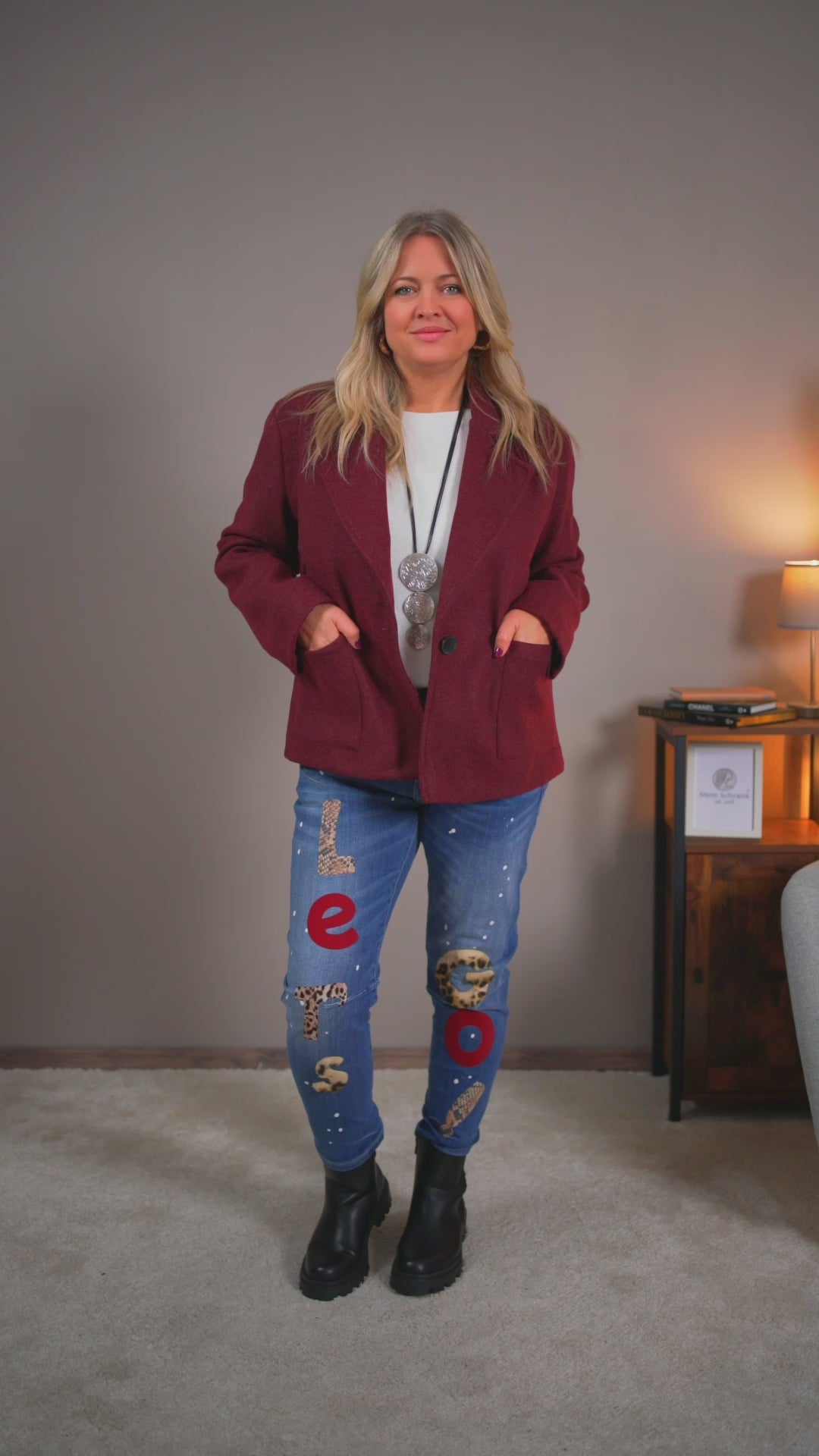 Jacke im Casual-Look, bordeaux