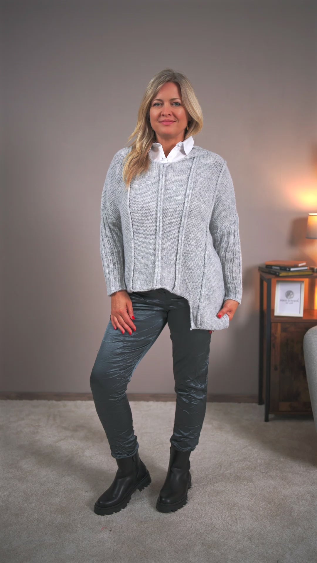Strickpullover in Grau-Melange