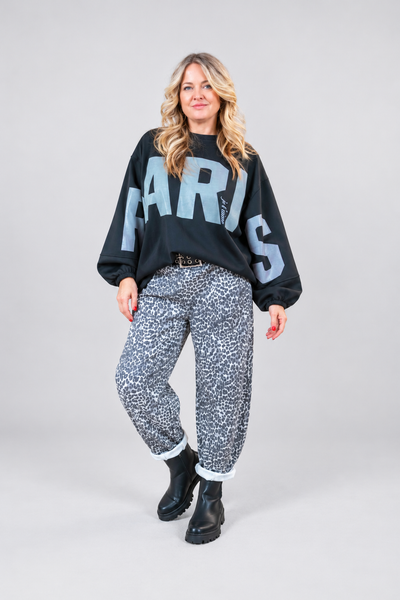 Oversize Sweatshirt "PARIS", schwarz