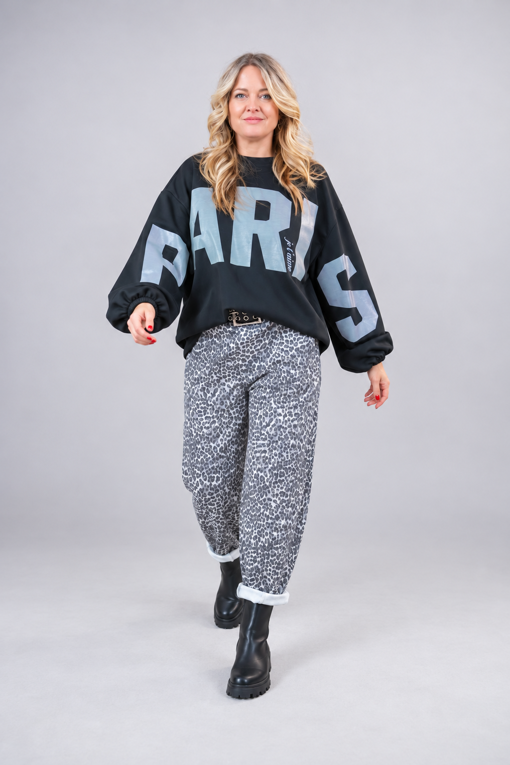 Oversize Sweatshirt "PARIS", schwarz