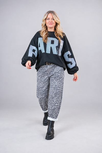 Oversize Sweatshirt "PARIS", schwarz