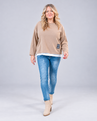 Leichter Strickpullover in Cord-Optik, camel