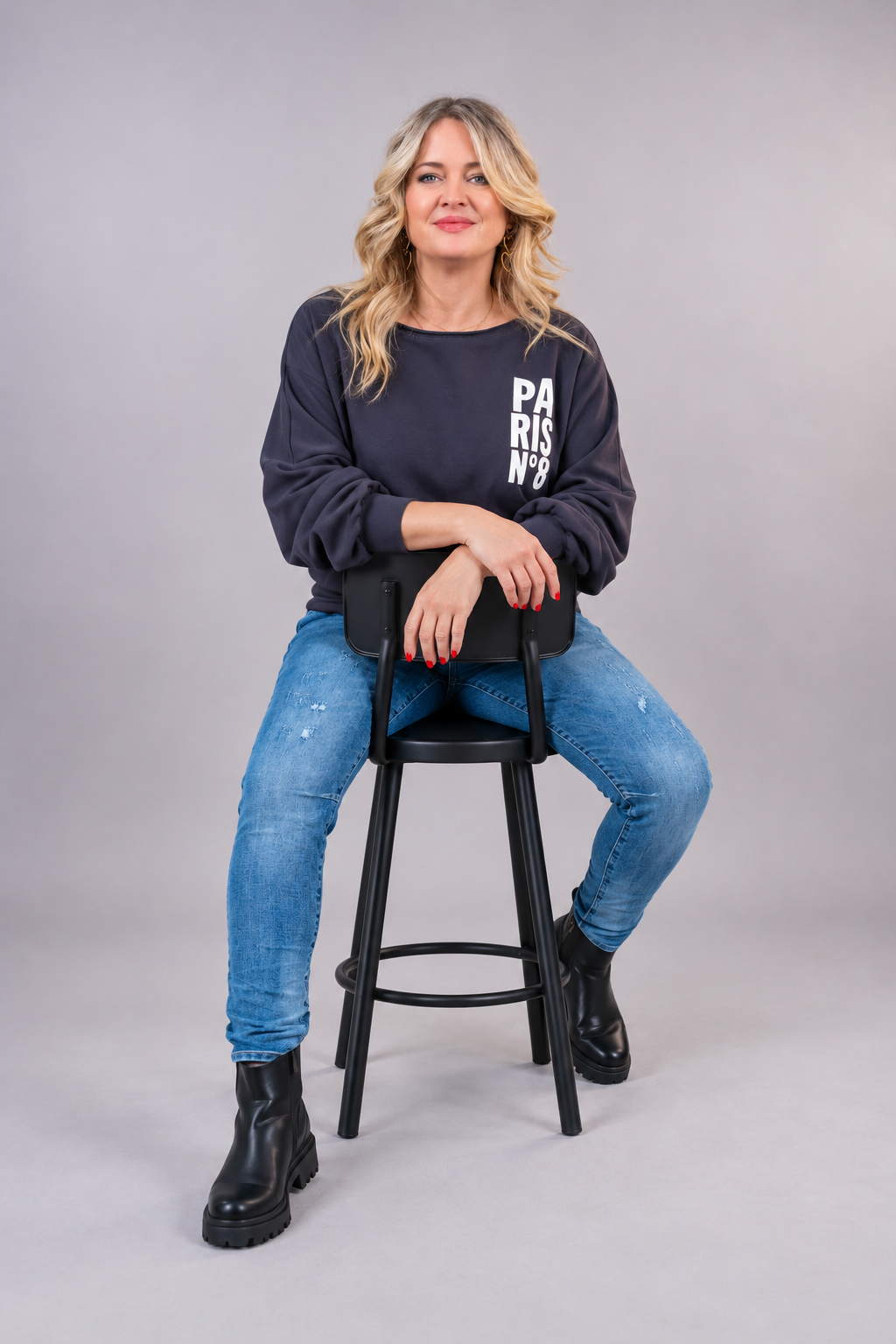 Oversize Sweatshirt mit Print, anthrazit