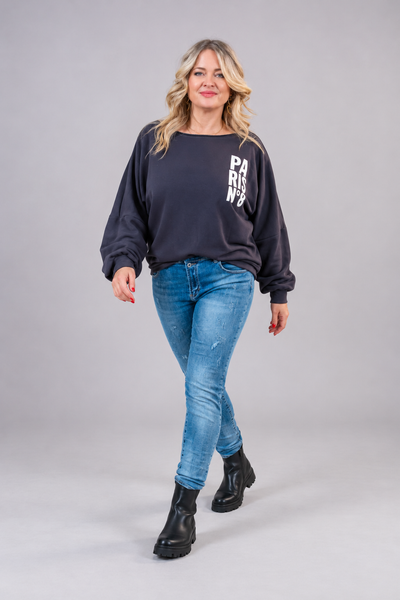 Oversize Sweatshirt mit Print, anthrazit