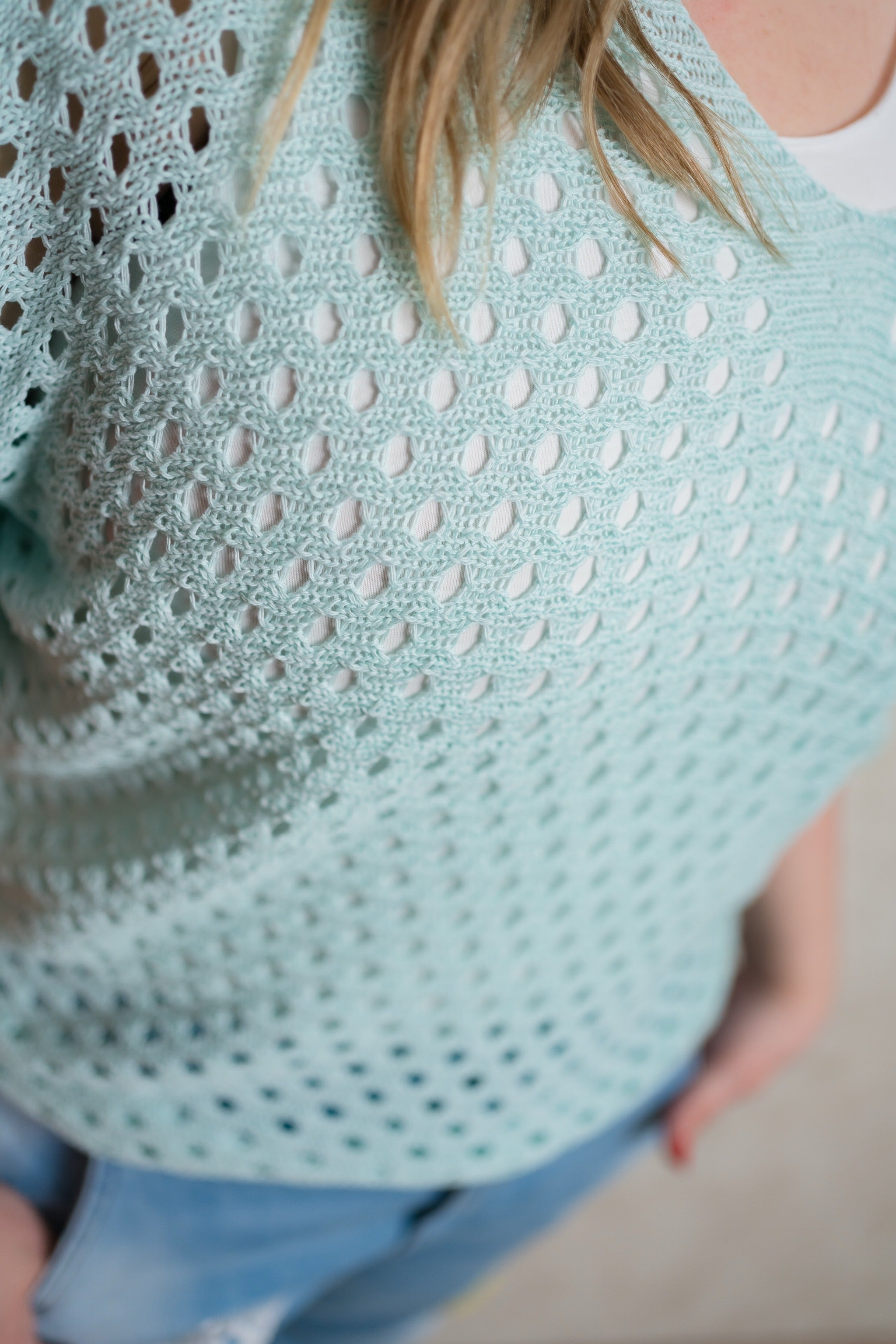 Häkelpullover Reno in Mint