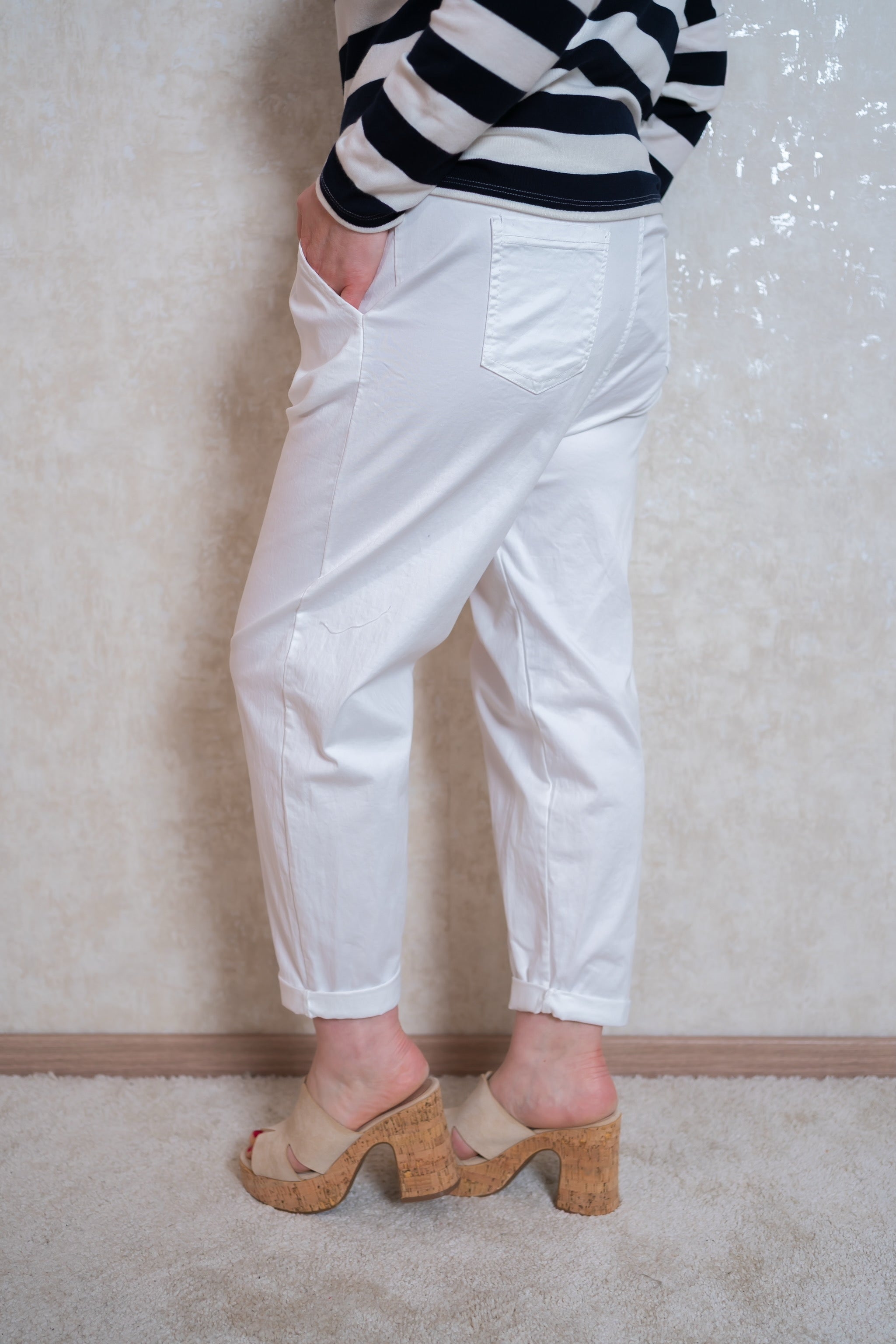 Stretchhose, Weiß