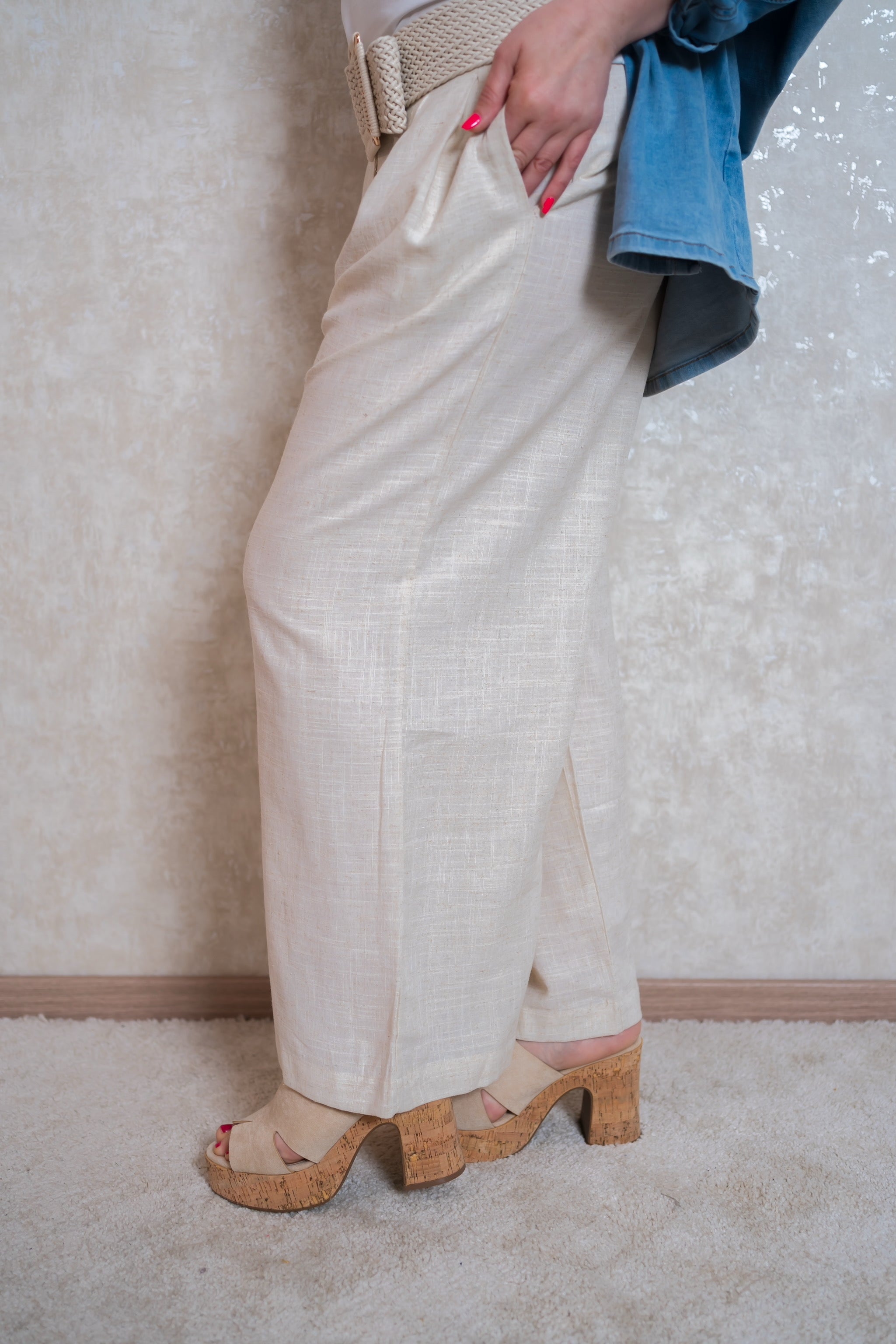 Stoffhose aus Leinengemisch