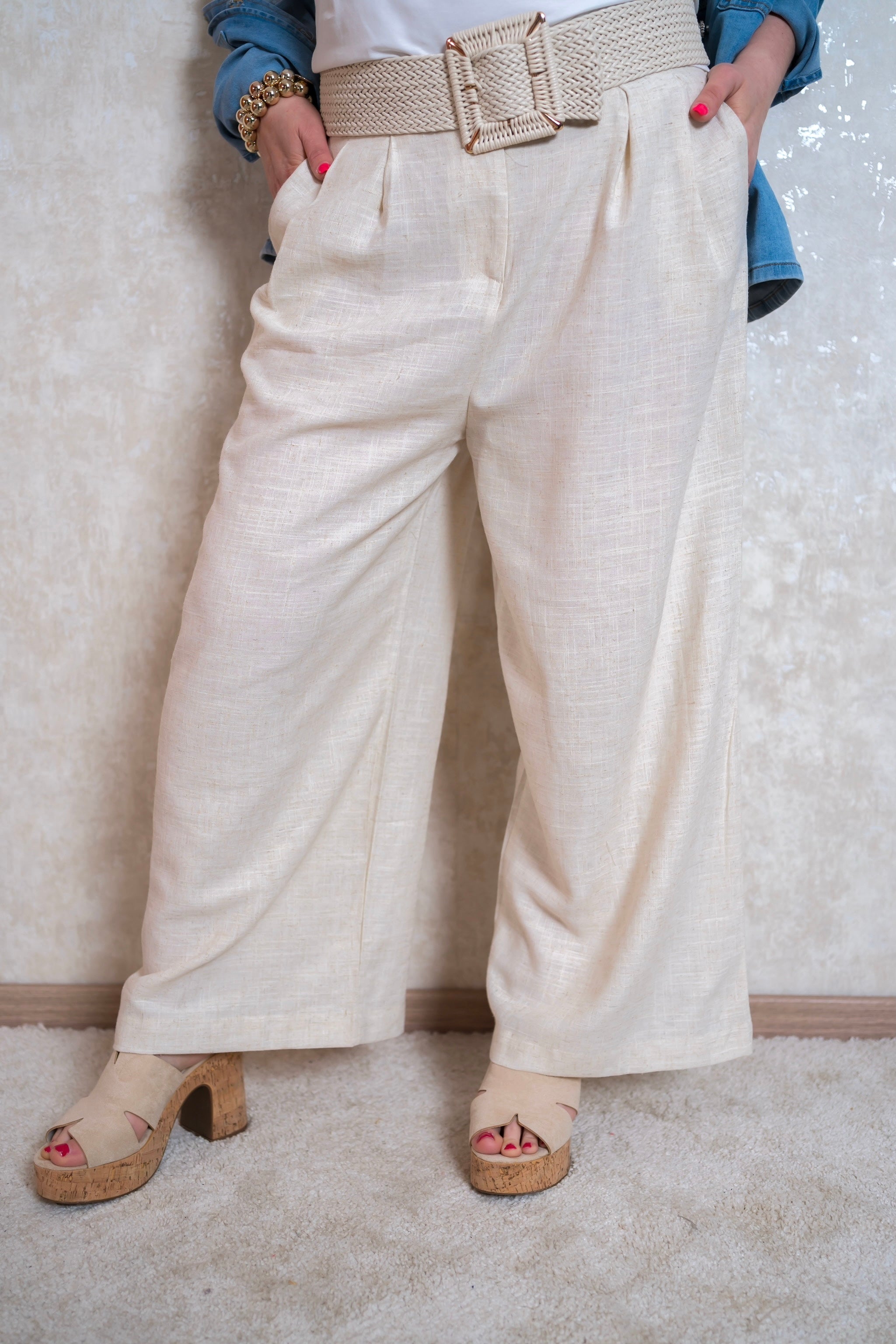 Stoffhose aus Leinengemisch
