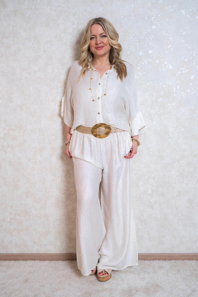 Sommerliche Kurzarm-Bluse, Ecru