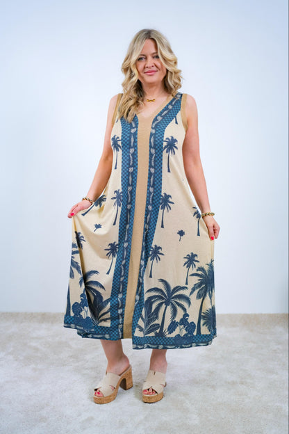 Langes Kleid mit Palmen