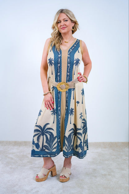 Langes Kleid mit Palmen