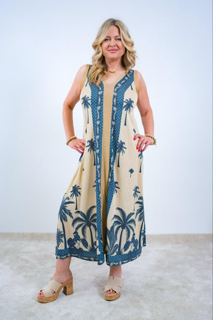 Langes Kleid mit Palmen