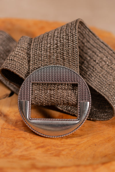 Stretchgürtel mit Silberschnalle, braun