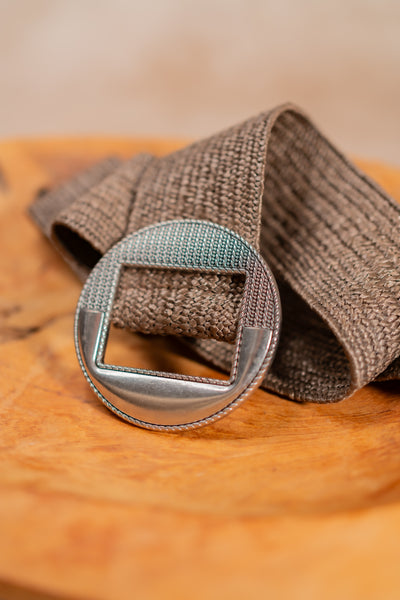 Stretchgürtel mit Silberschnalle, braun