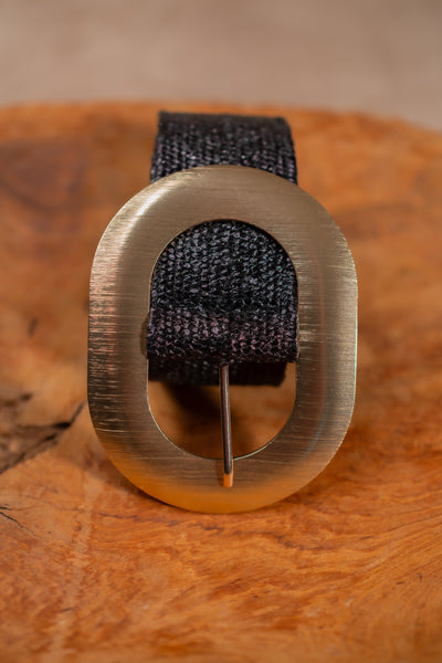 Stretchgürtel, schwarz mit goldener Schnalle