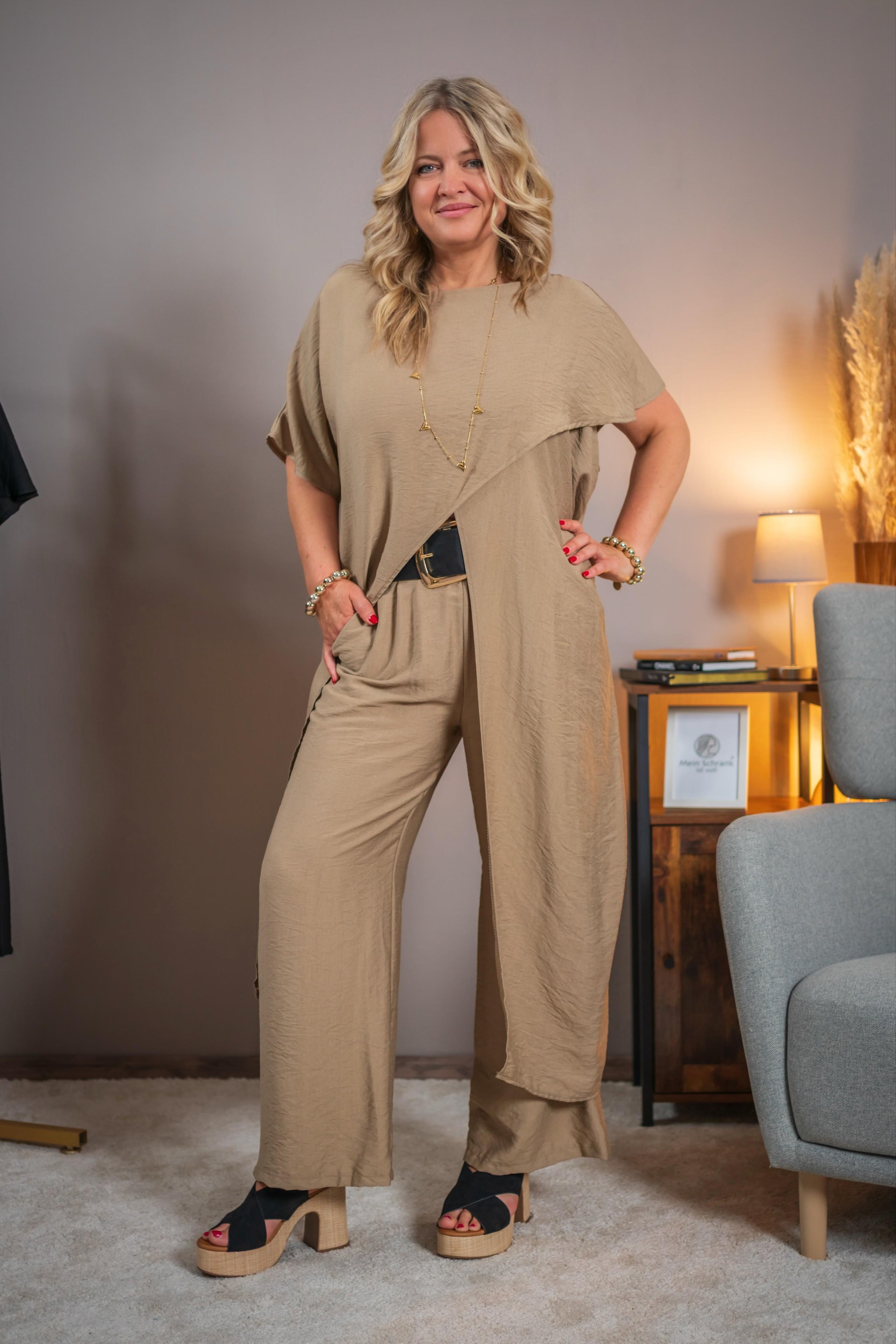 Weite Hose, camel