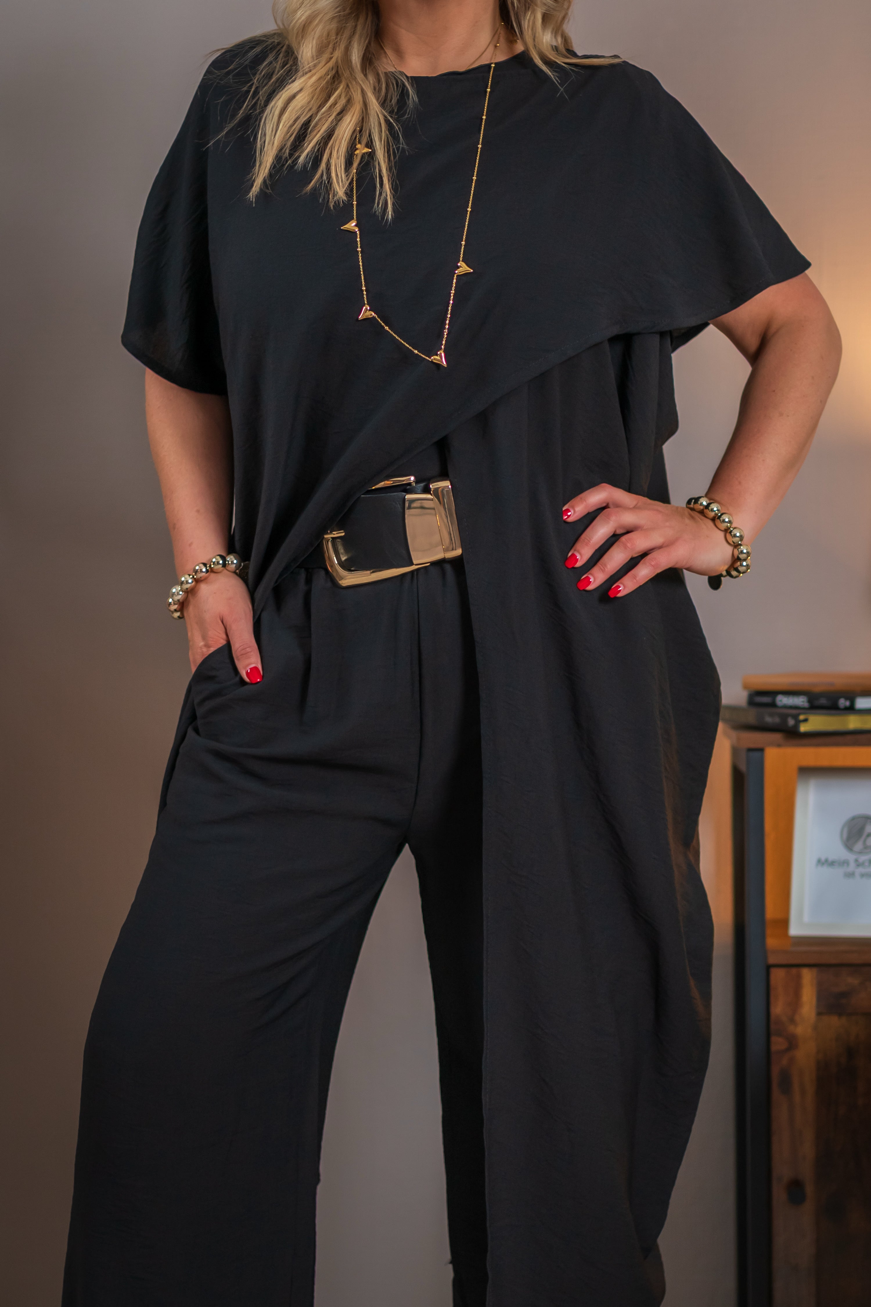 Weite Hose, schwarz