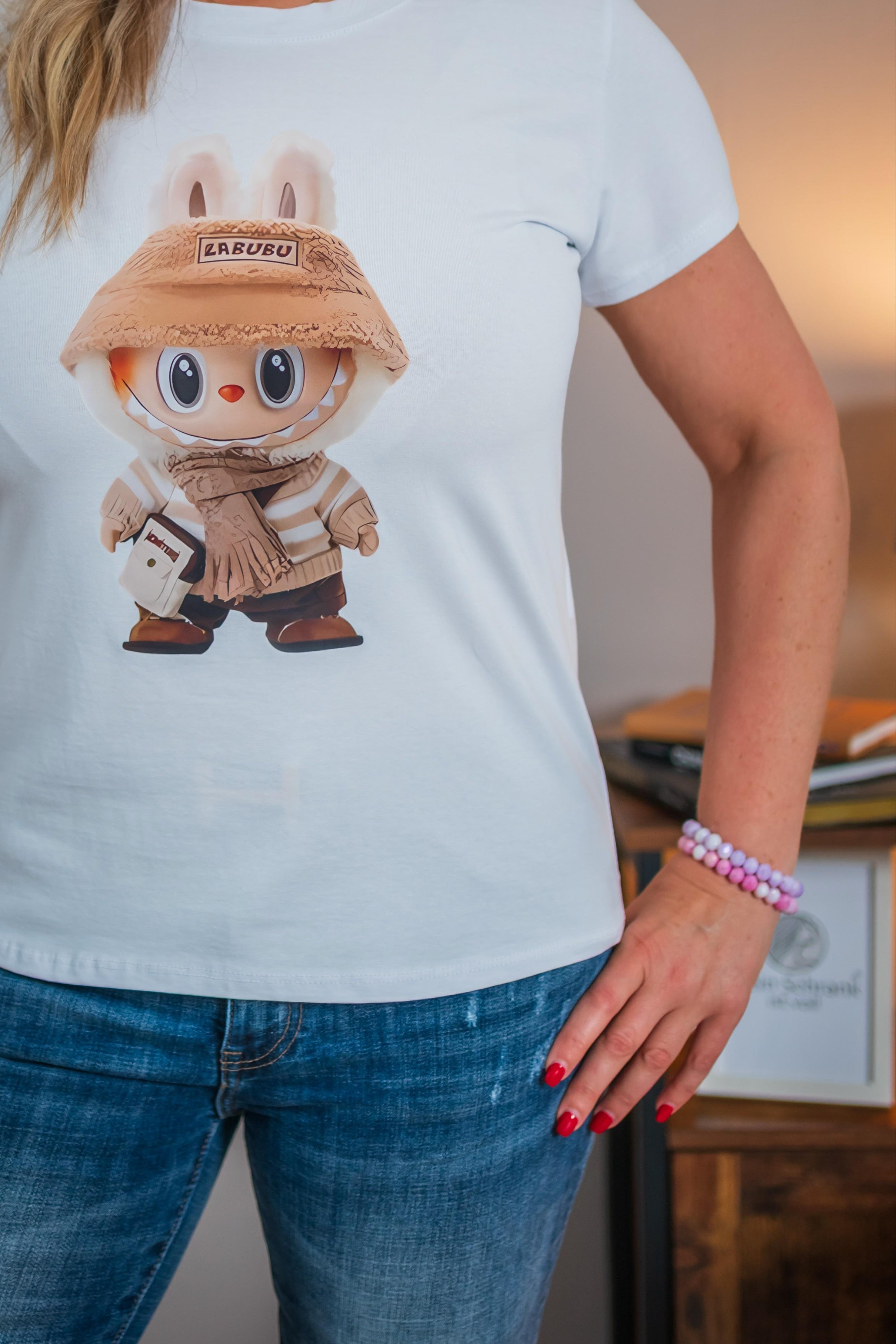 T-Shirt mit Sammlerfigur, camel