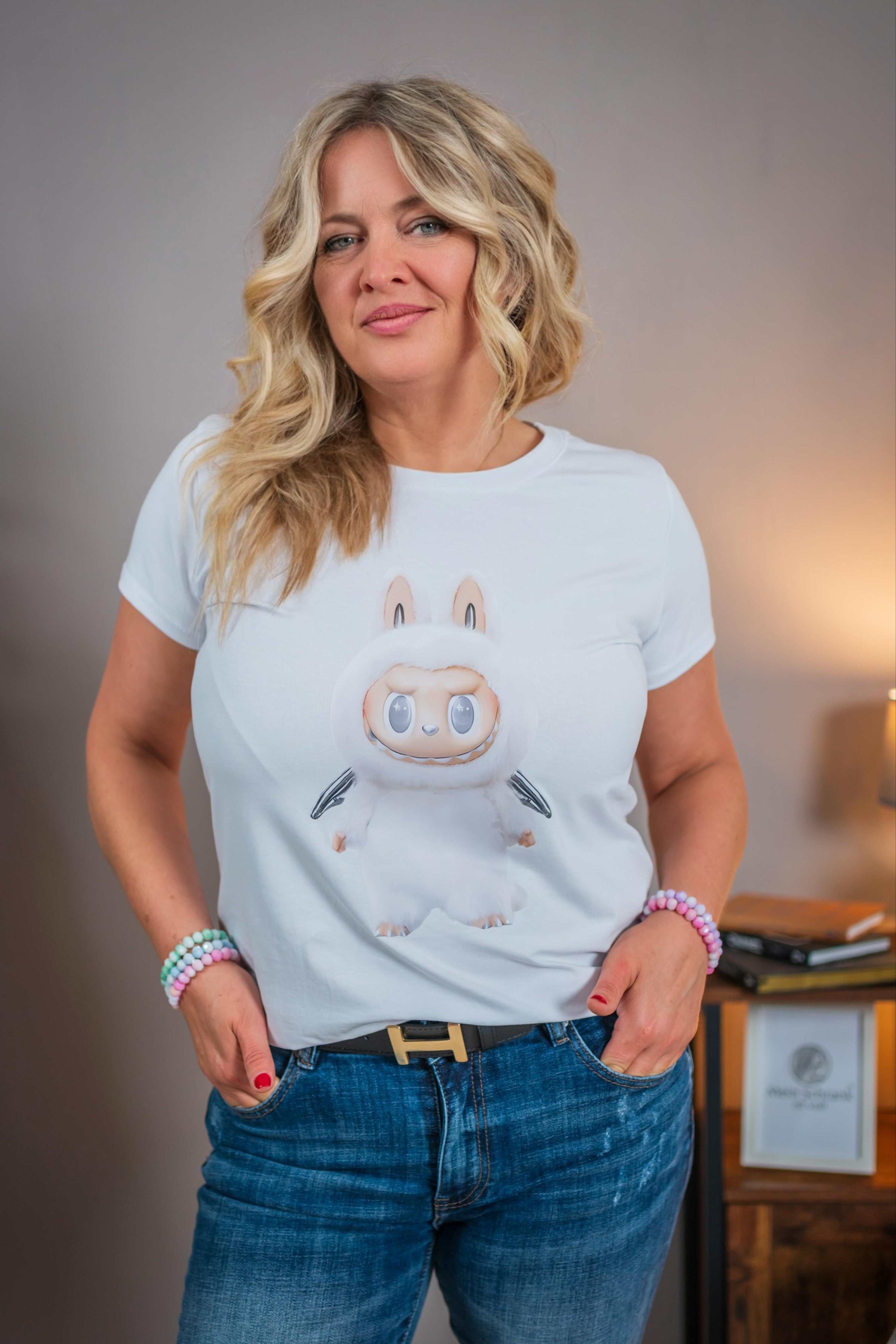 T-Shirt mit Sammlerfigur, weiß