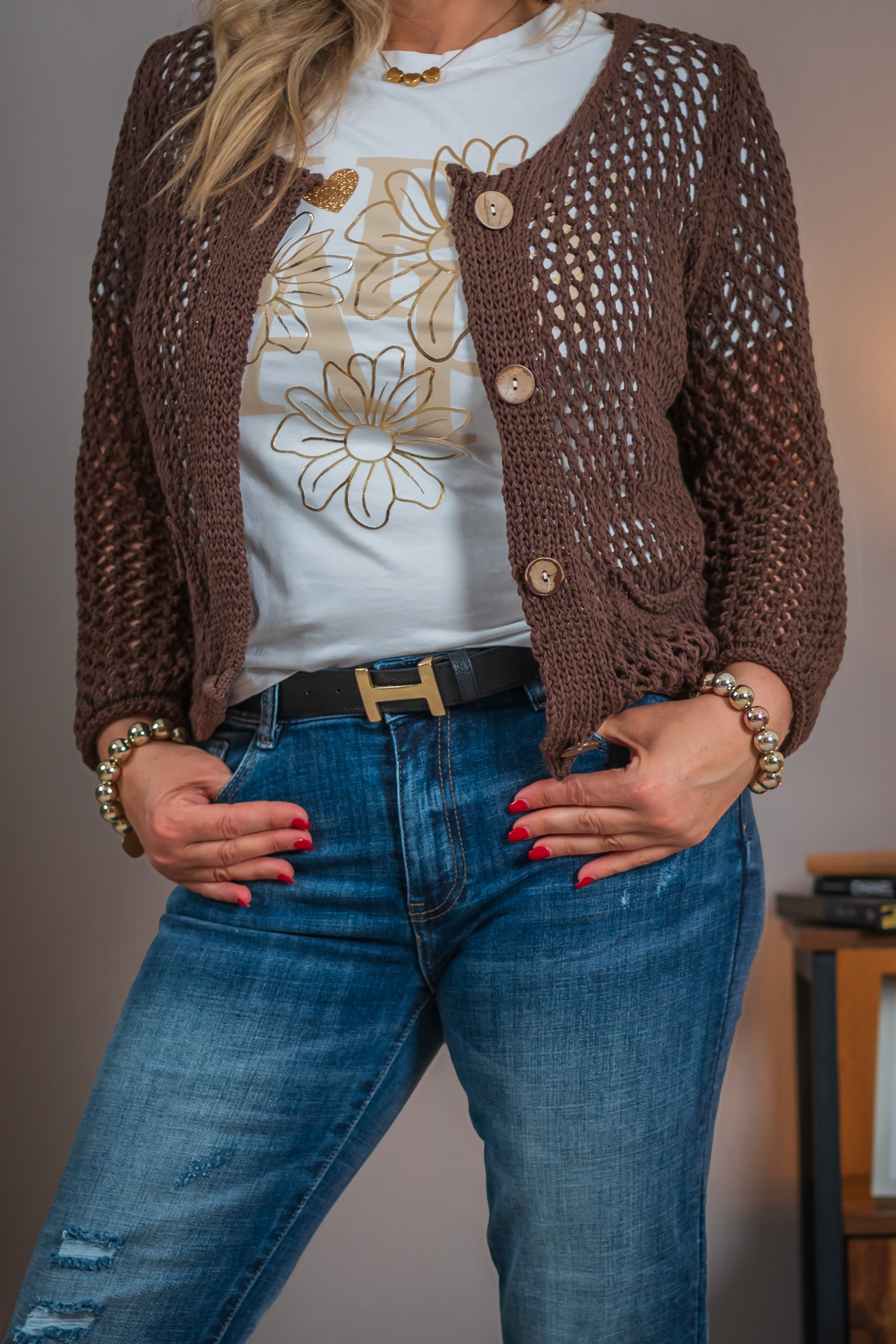 Häkel-Cardigan, schokobraun