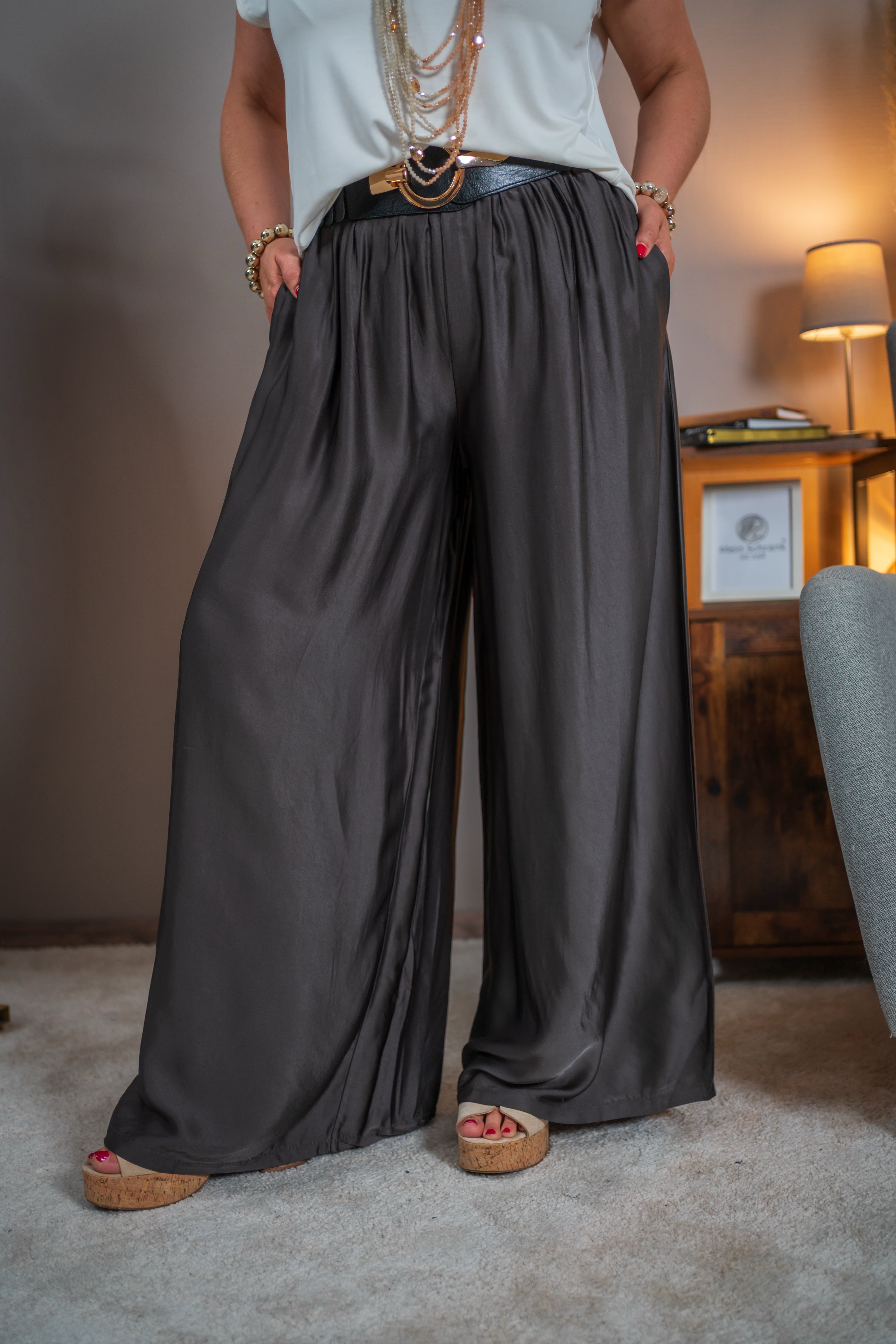 Viskose-Seidenhose, schokobraun