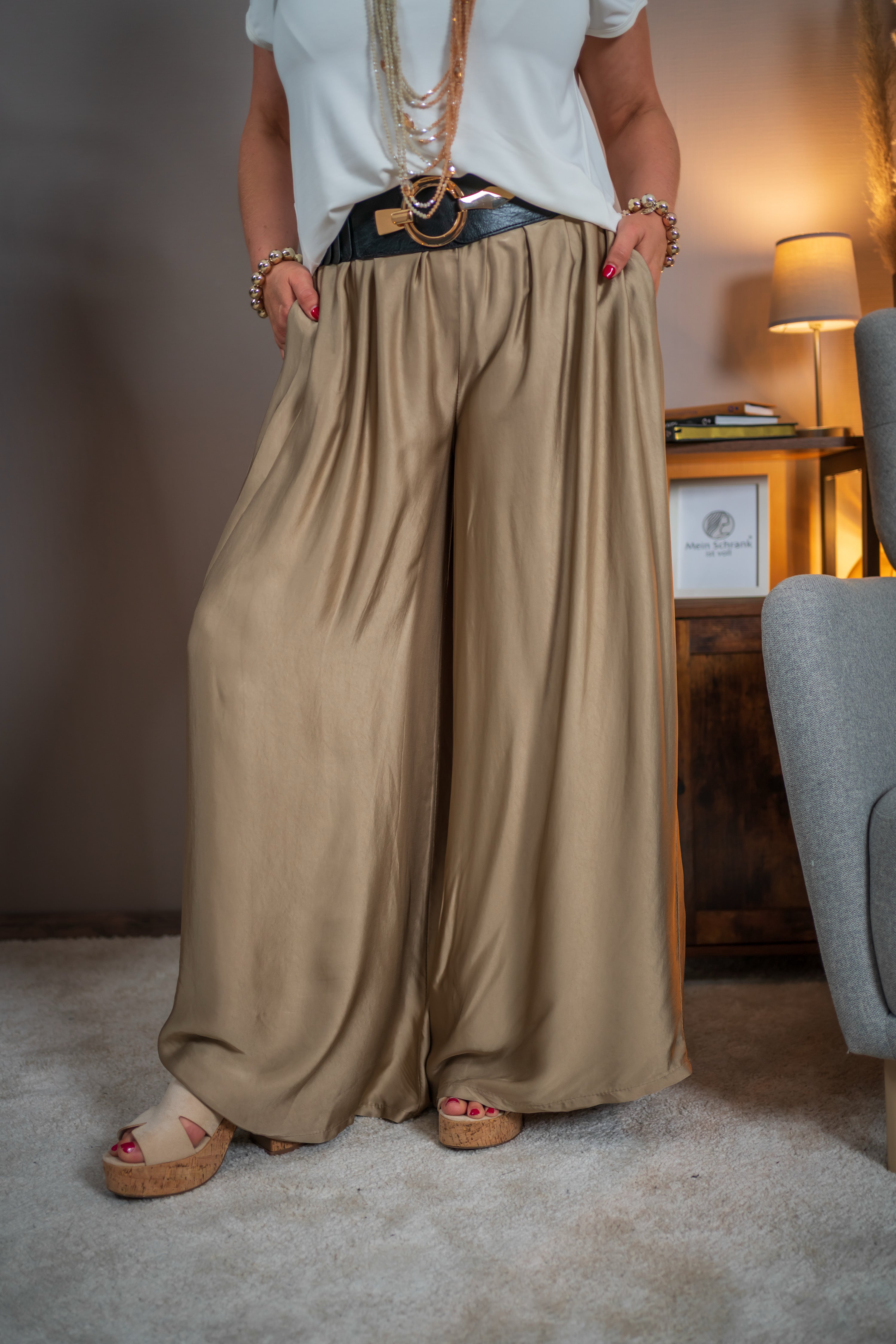 Viskose-Seidenhose, gold