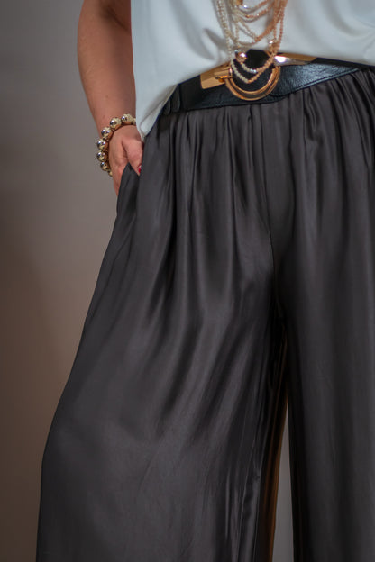 Viskose-Seidenhose, schokobraun