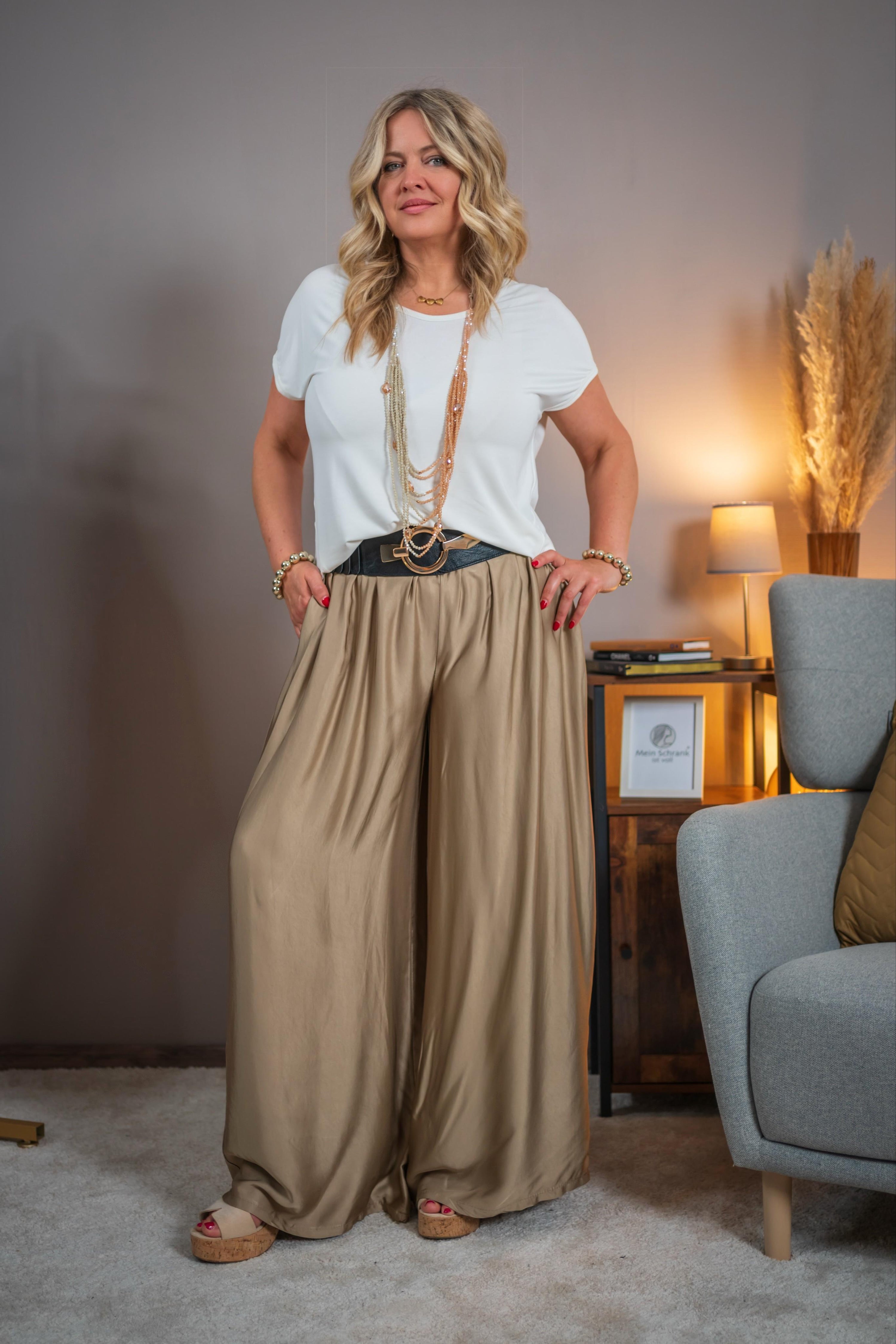Viskose-Seidenhose, gold