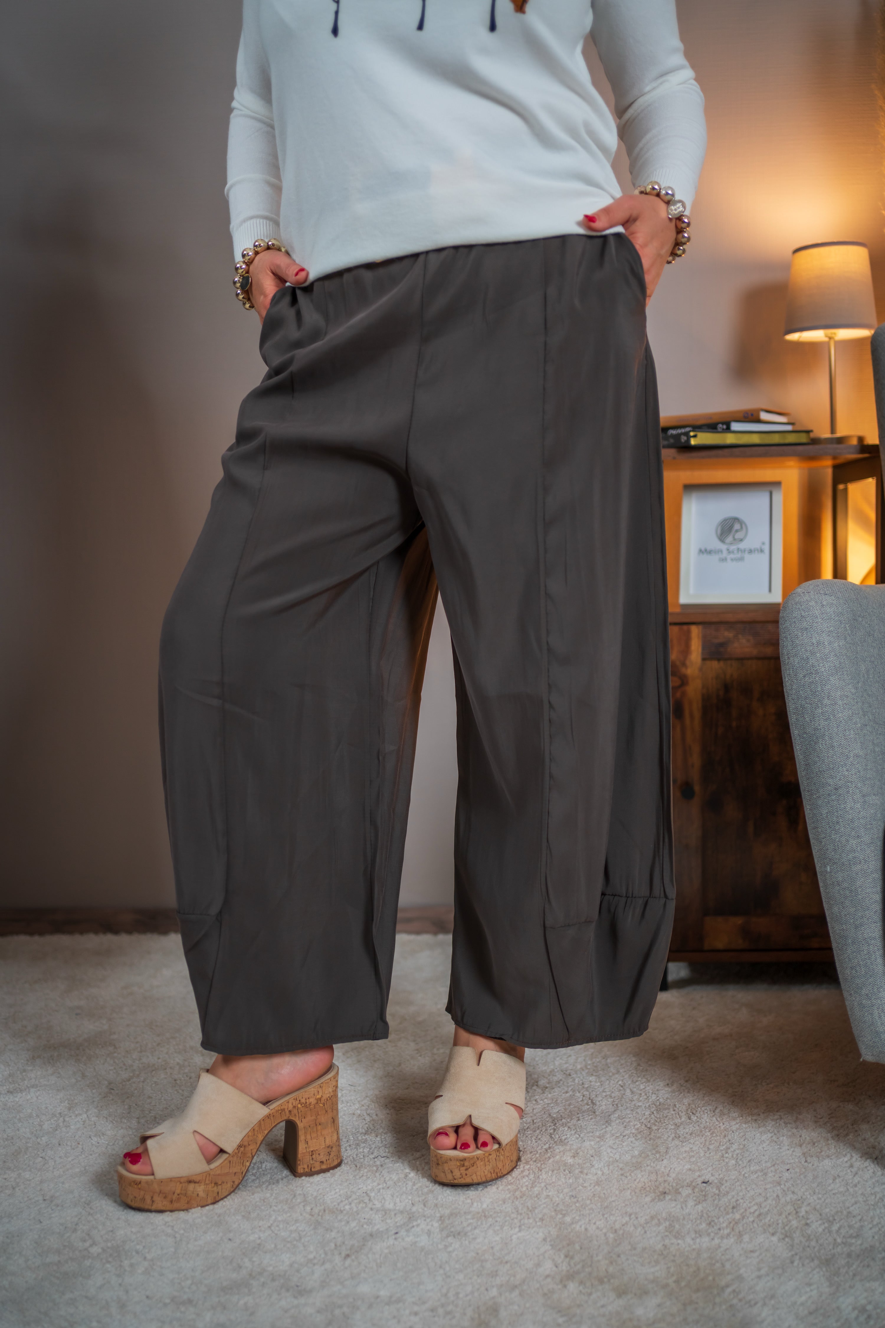 Ballonhose mit Viskoseanteil, schokobraun