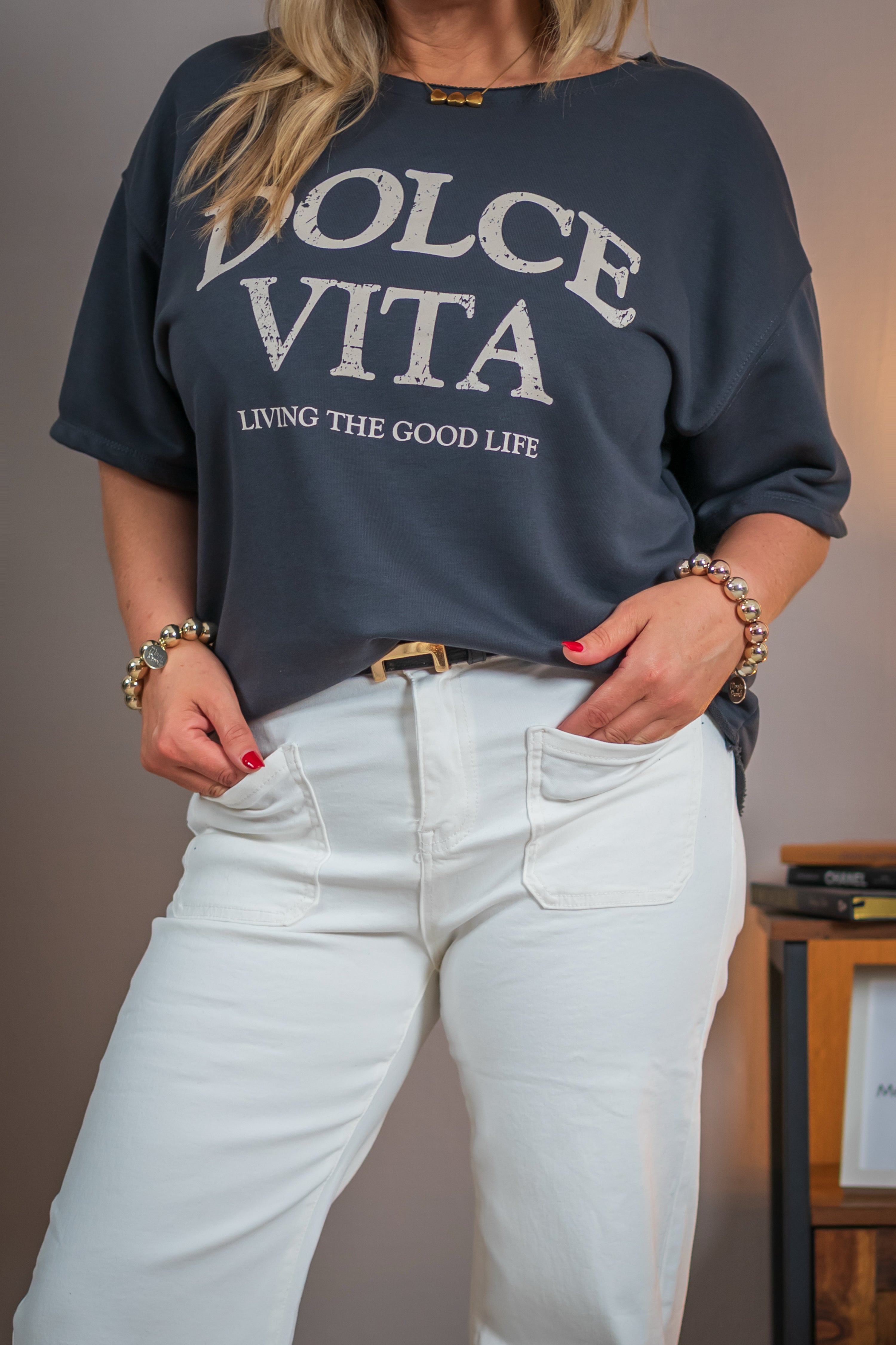 Sweatshirt, halbarm in Anthrazit