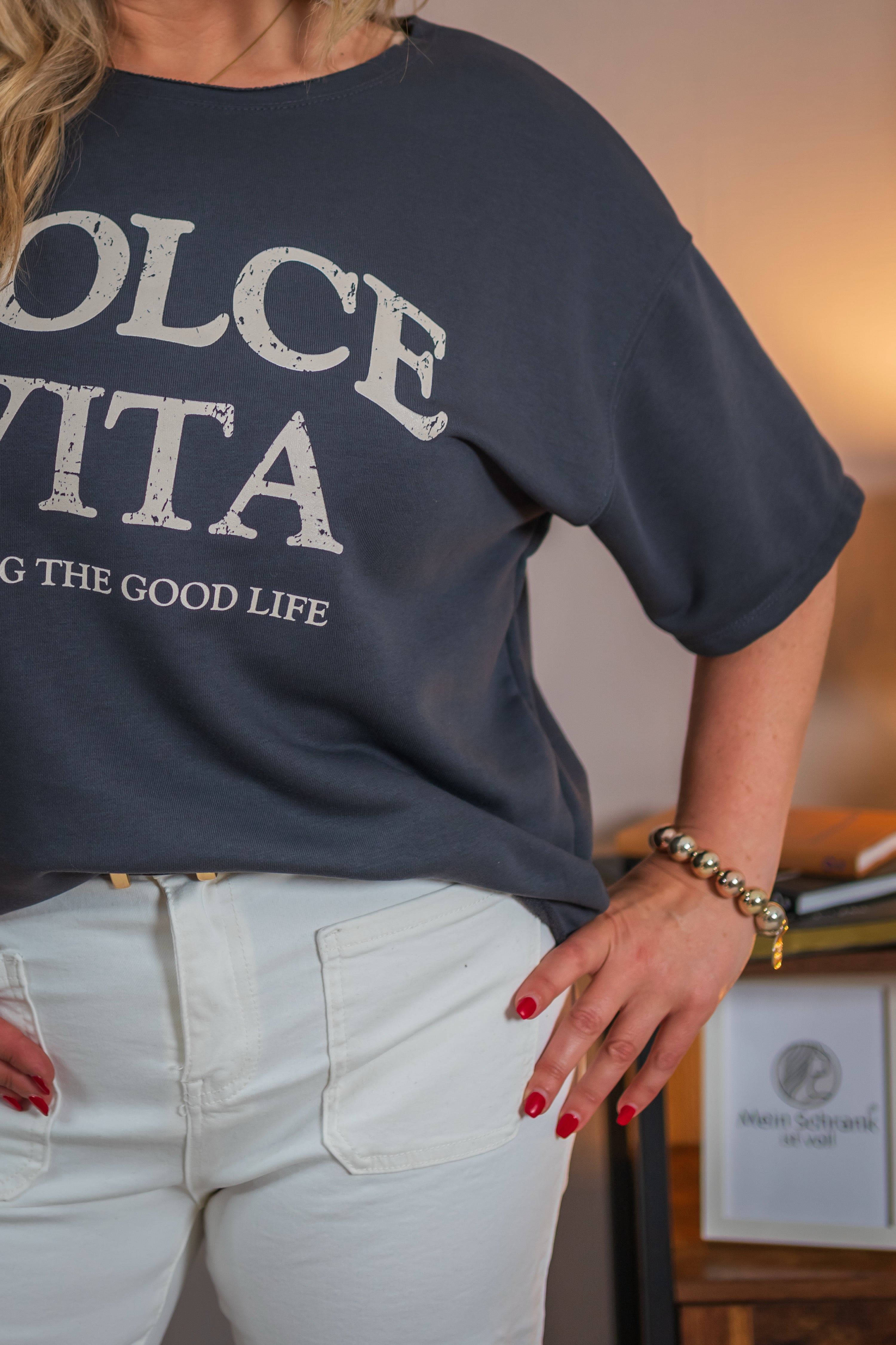 Sweatshirt, halbarm in Anthrazit
