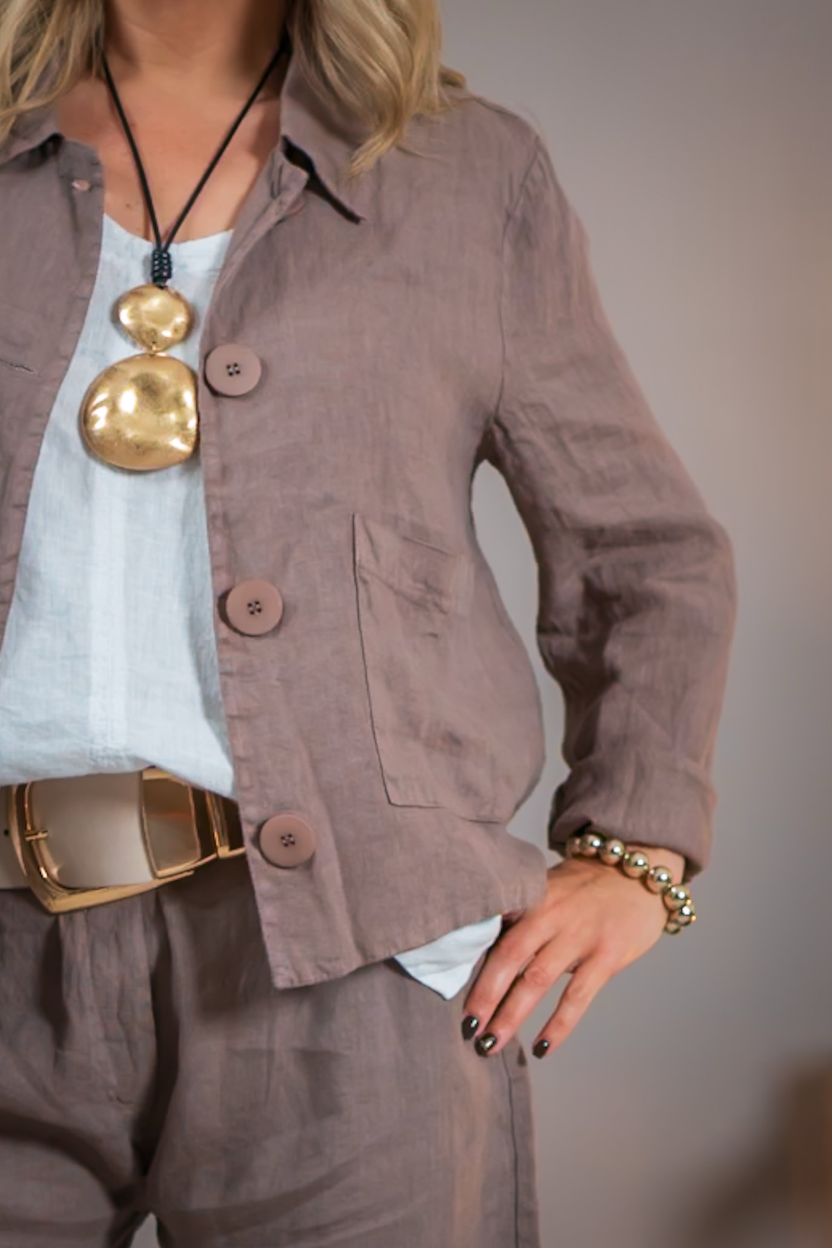 Leinenblazer, mocca