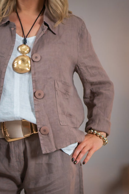 Leinenblazer, mocca