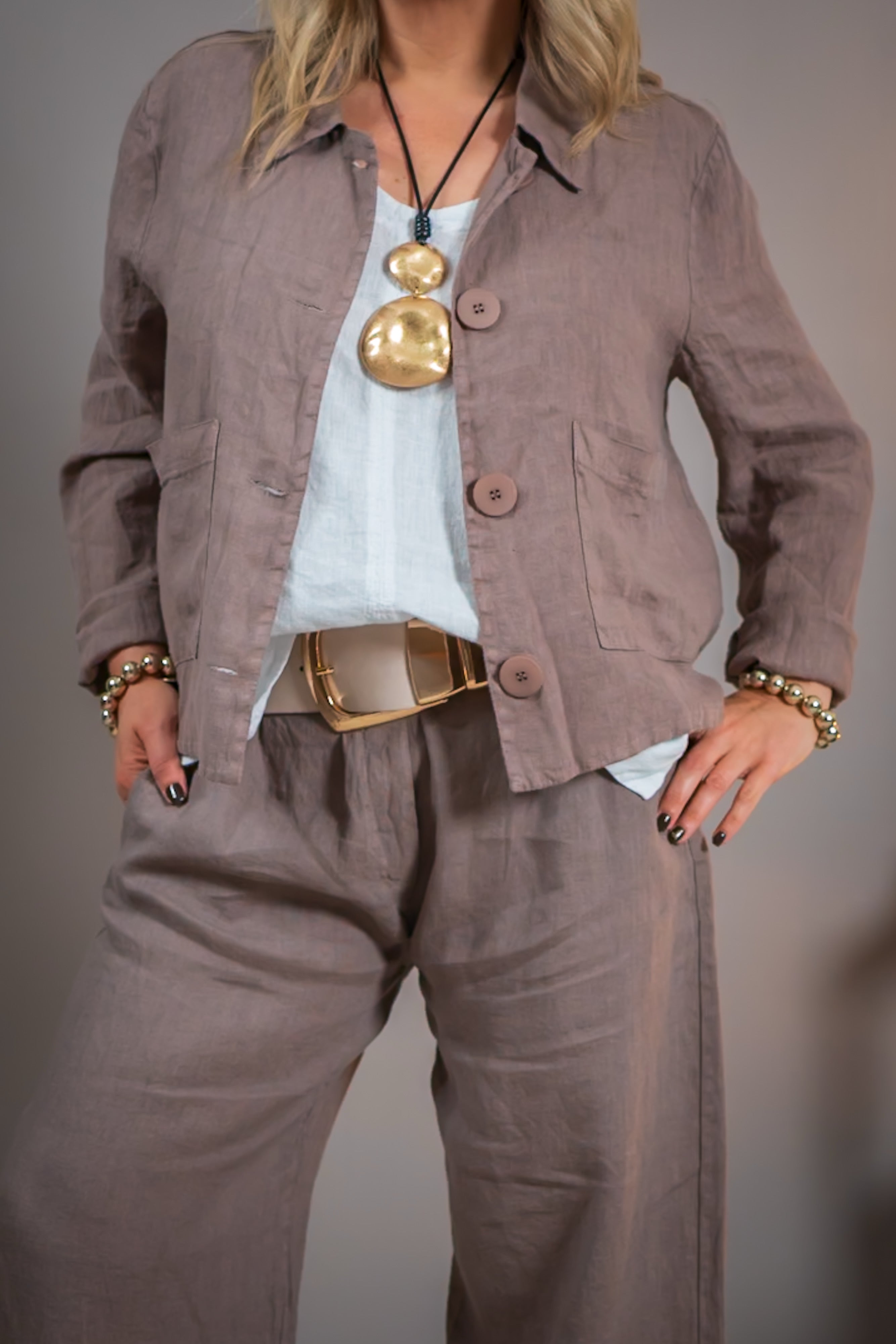 Leinenblazer, mocca
