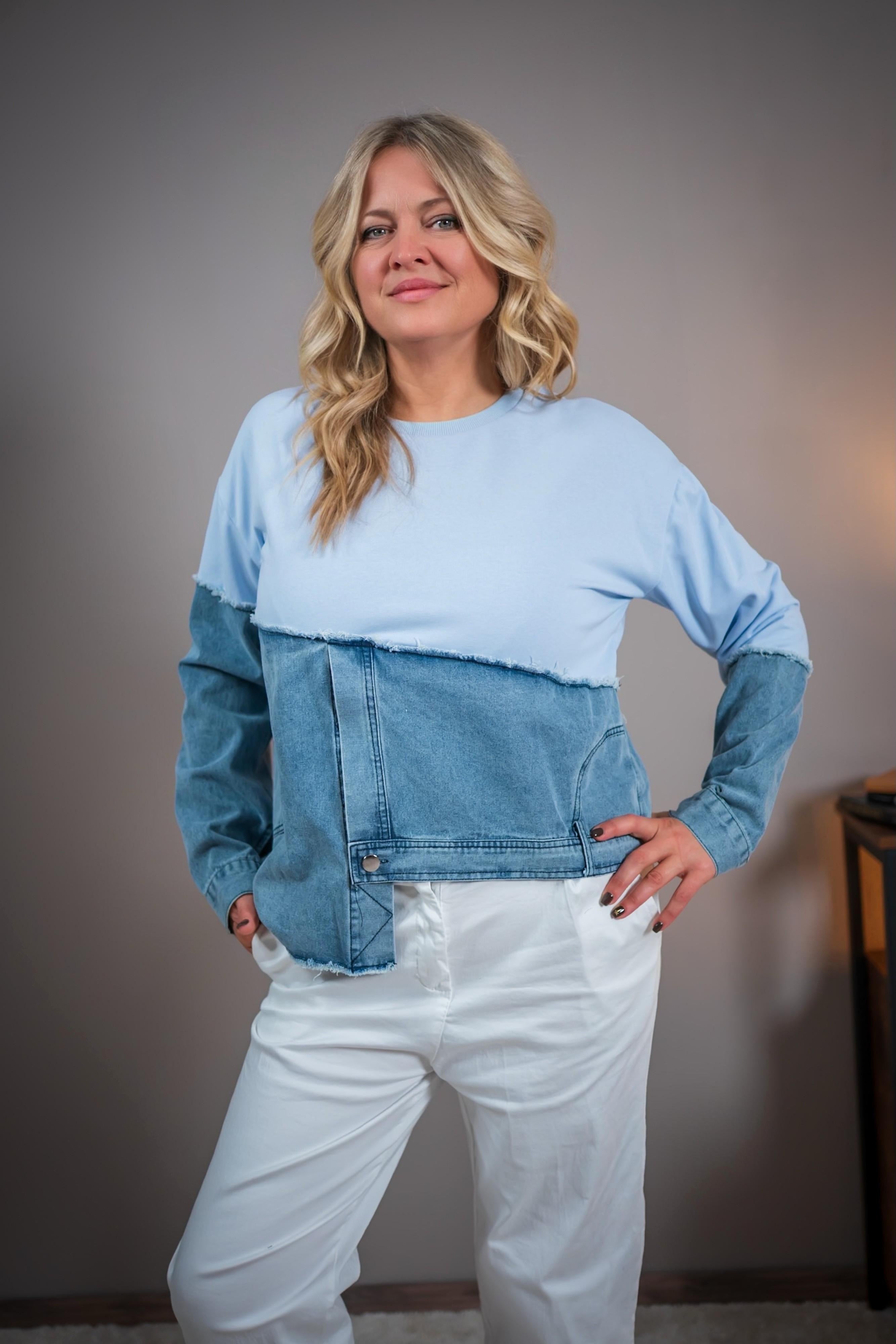 Sweatshirt Junin in Hellblau