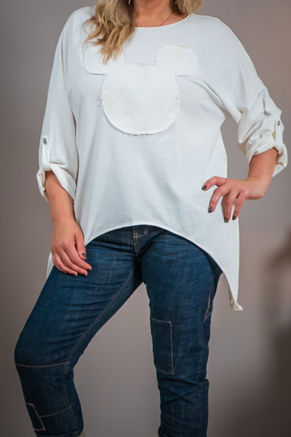 Shirt mit Aufnäher, wollweiß