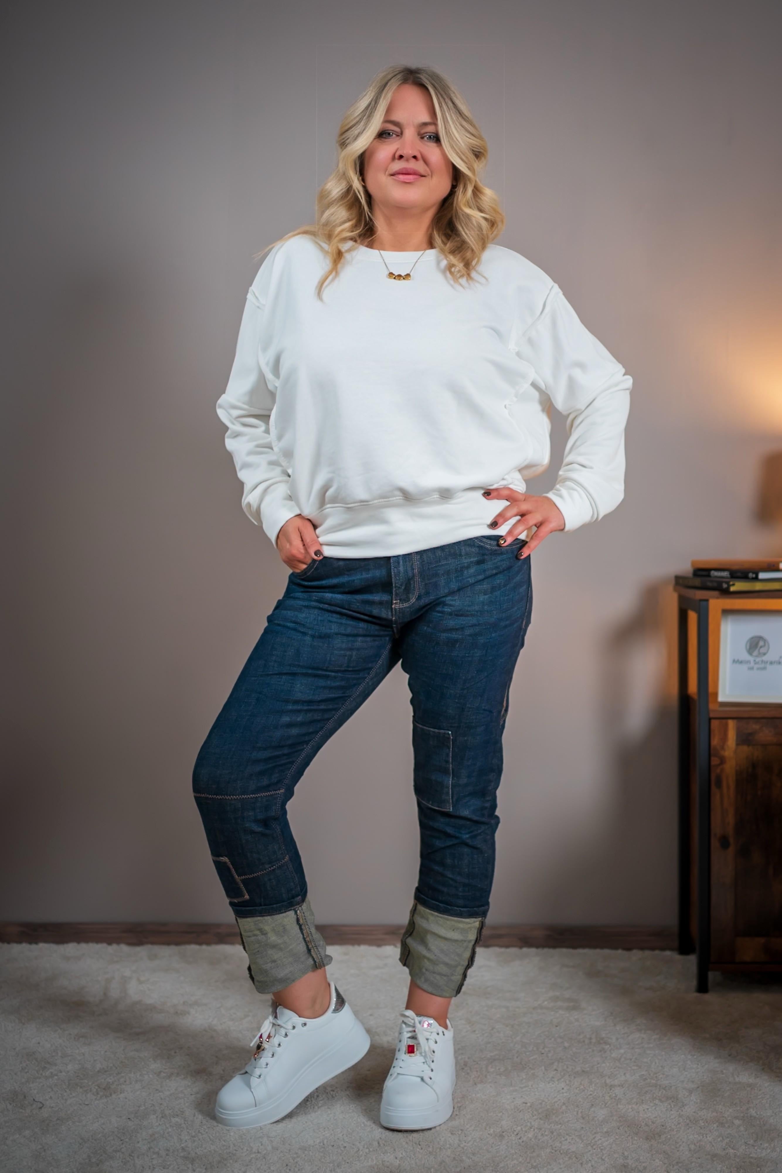 Patchwork-Jeans, dunkelblau