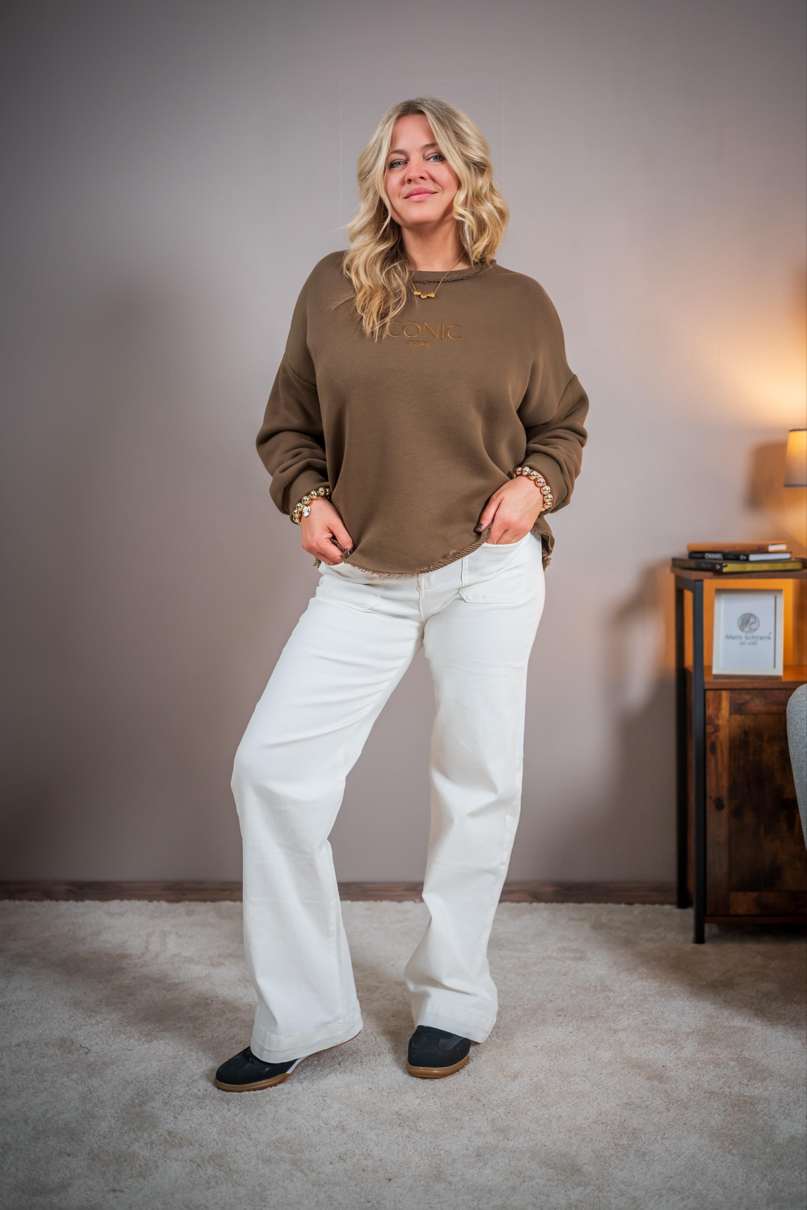 Sweatshirt mit Stickerei, braun