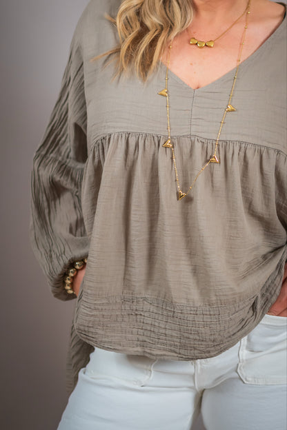 Leichte Oversized-Bluse, taupe