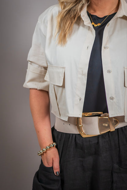 Kurze Bluse, beige