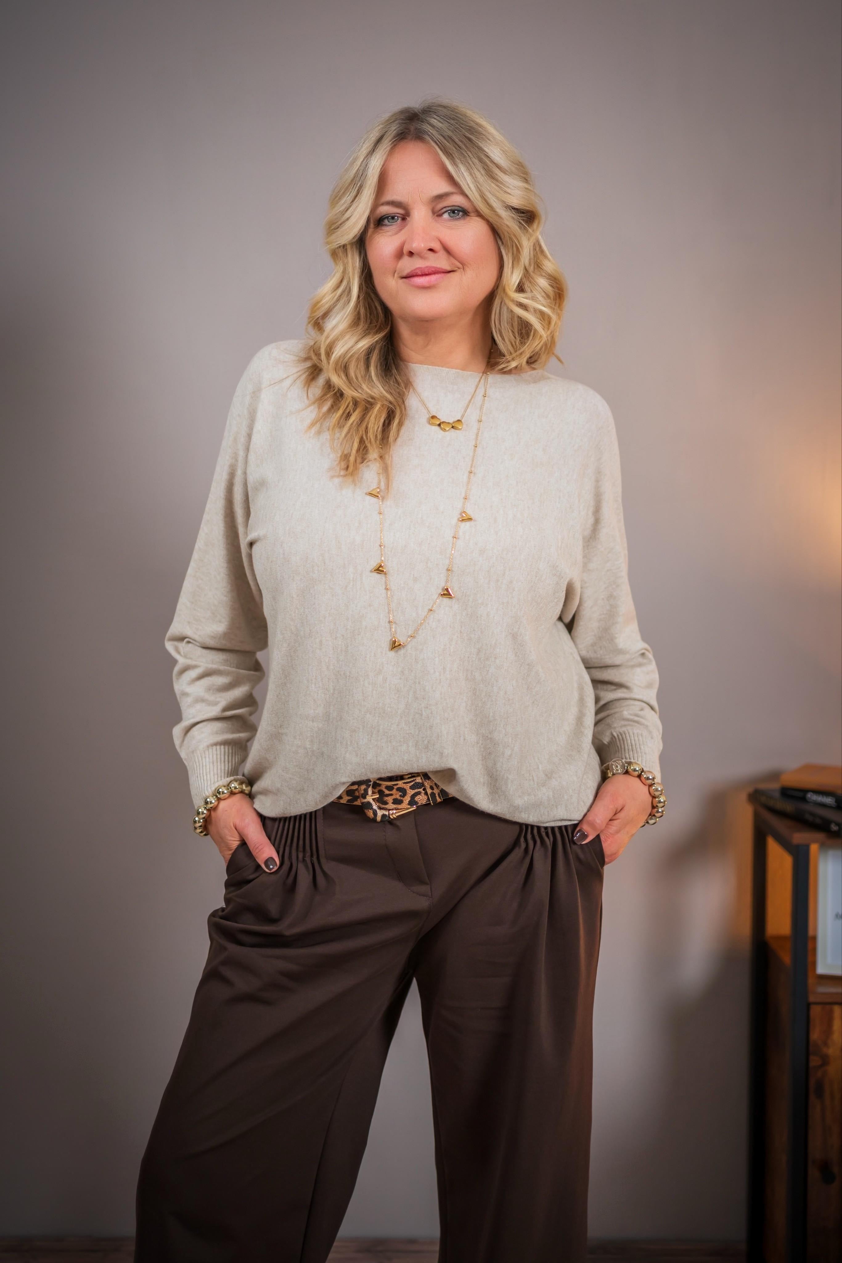Feiner Strickpullover, creme-beige